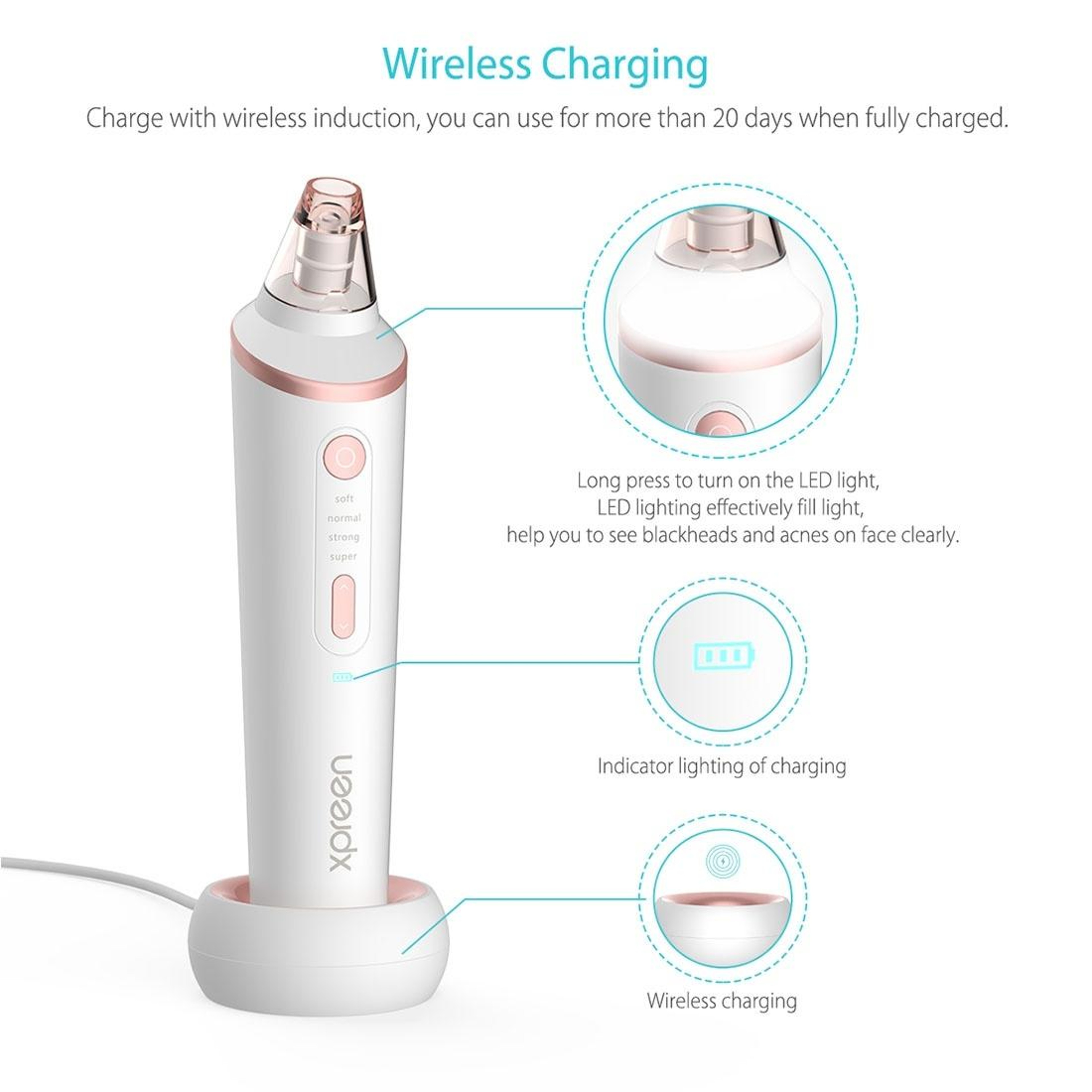 Blackhead Remover Pore Vacuum With LED Light  Wireless Charging 4