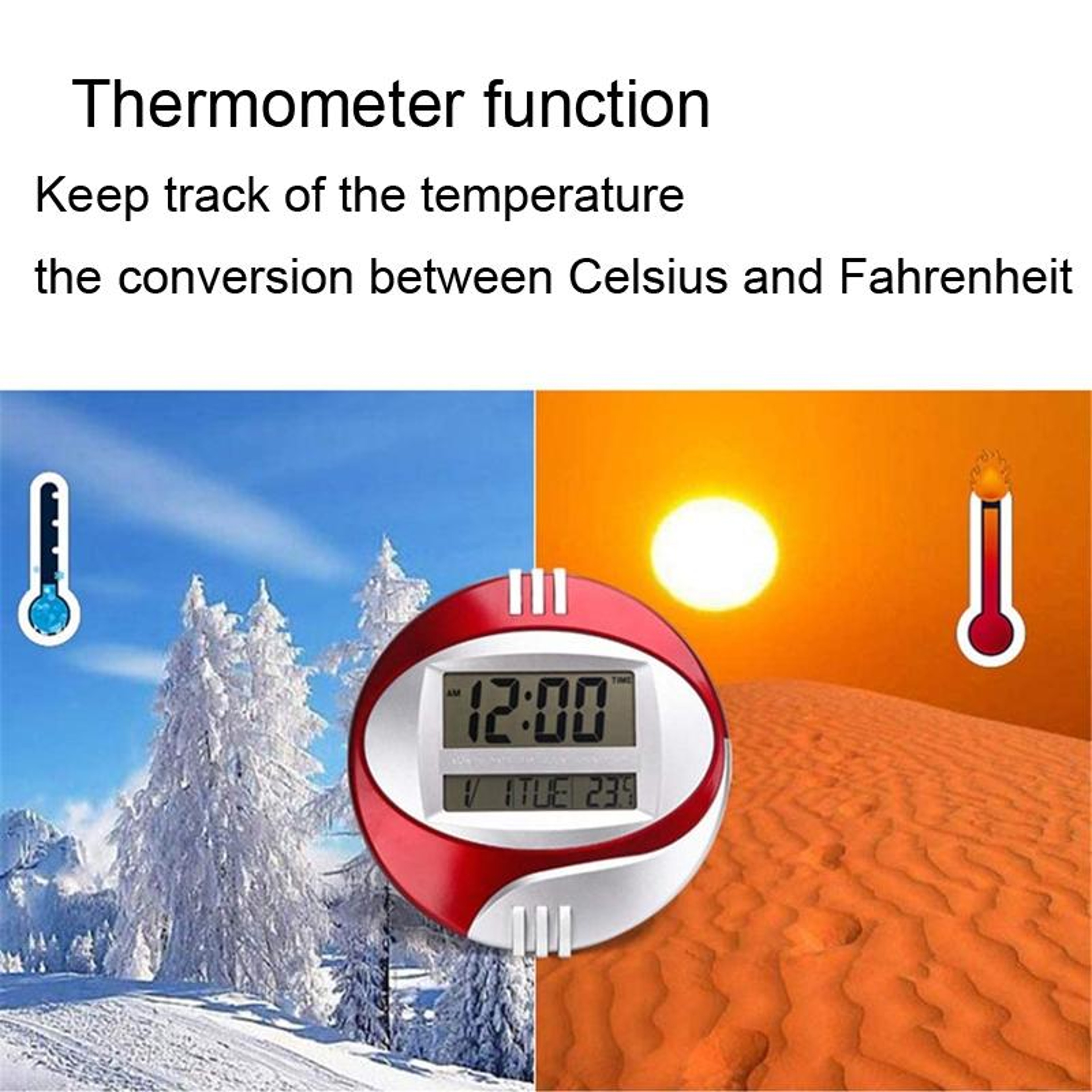 Modern Silent Digital Wall Clock With Large LCD Display Temperature Monitor  Snooze Alarm 6