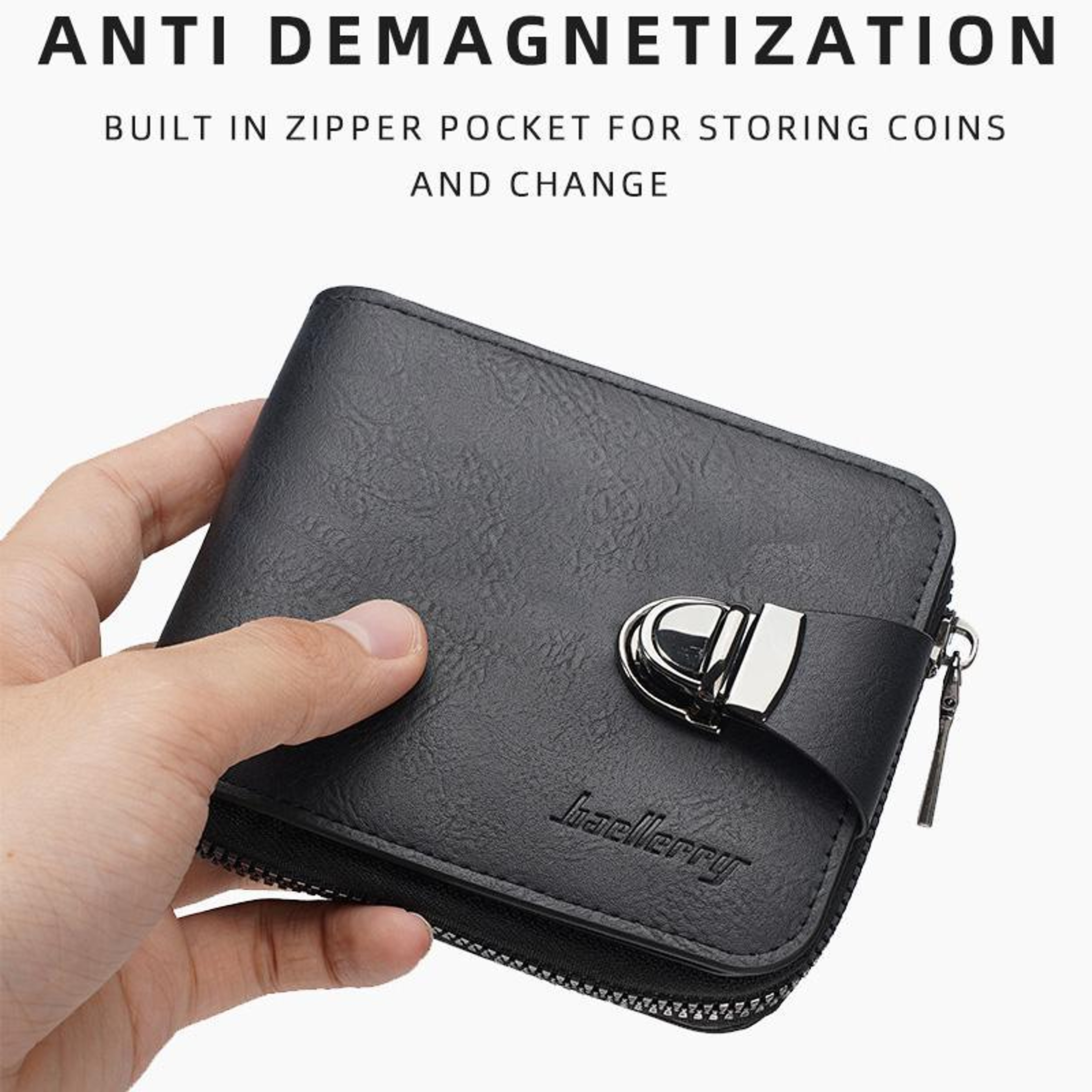 Vintage Men Wallet With Zipper Coin Pocket  MultiCard Holder 4