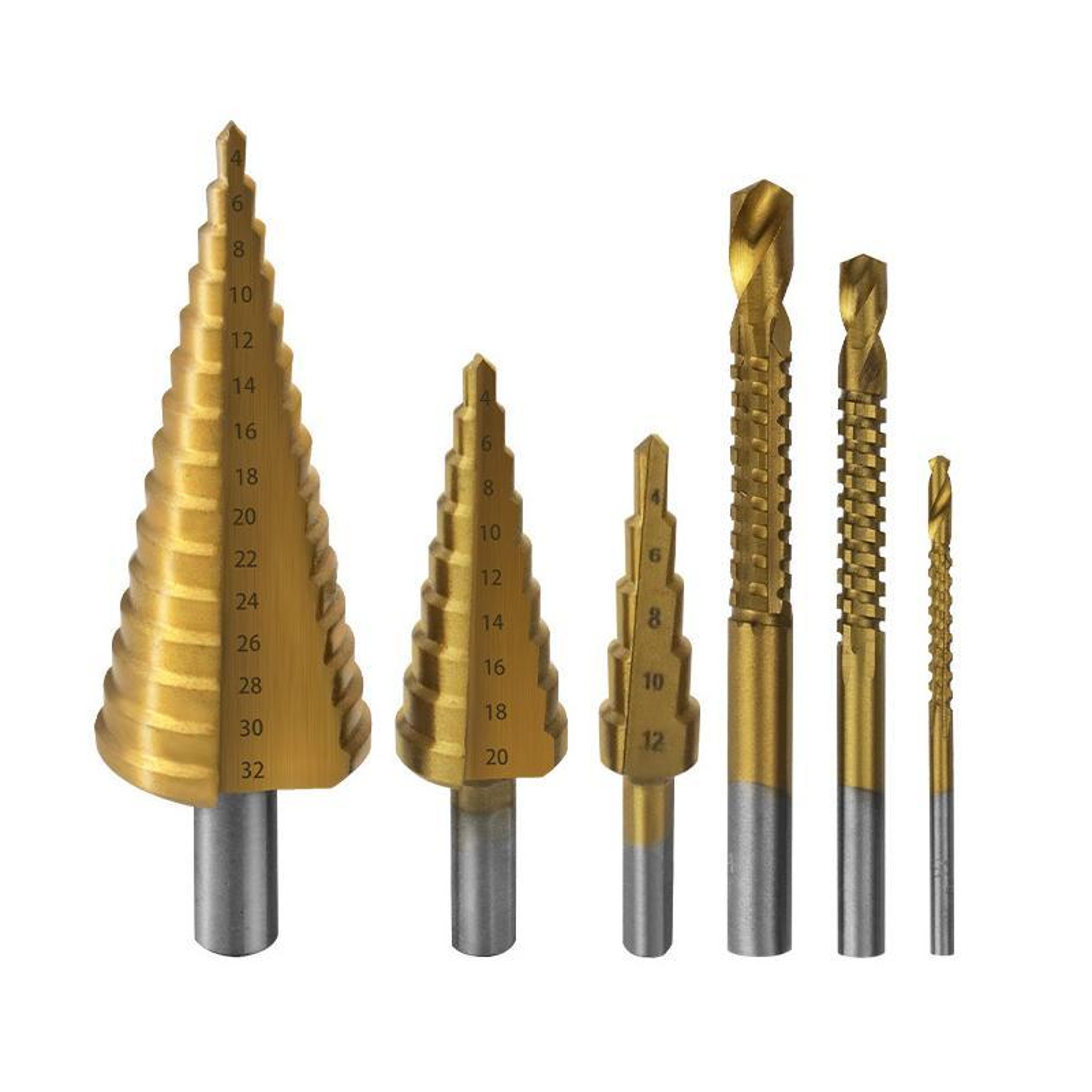 6PCS Step Drill Bit Set With Triangular Shank For Wood Plastic  Soft Metal Cutting 1