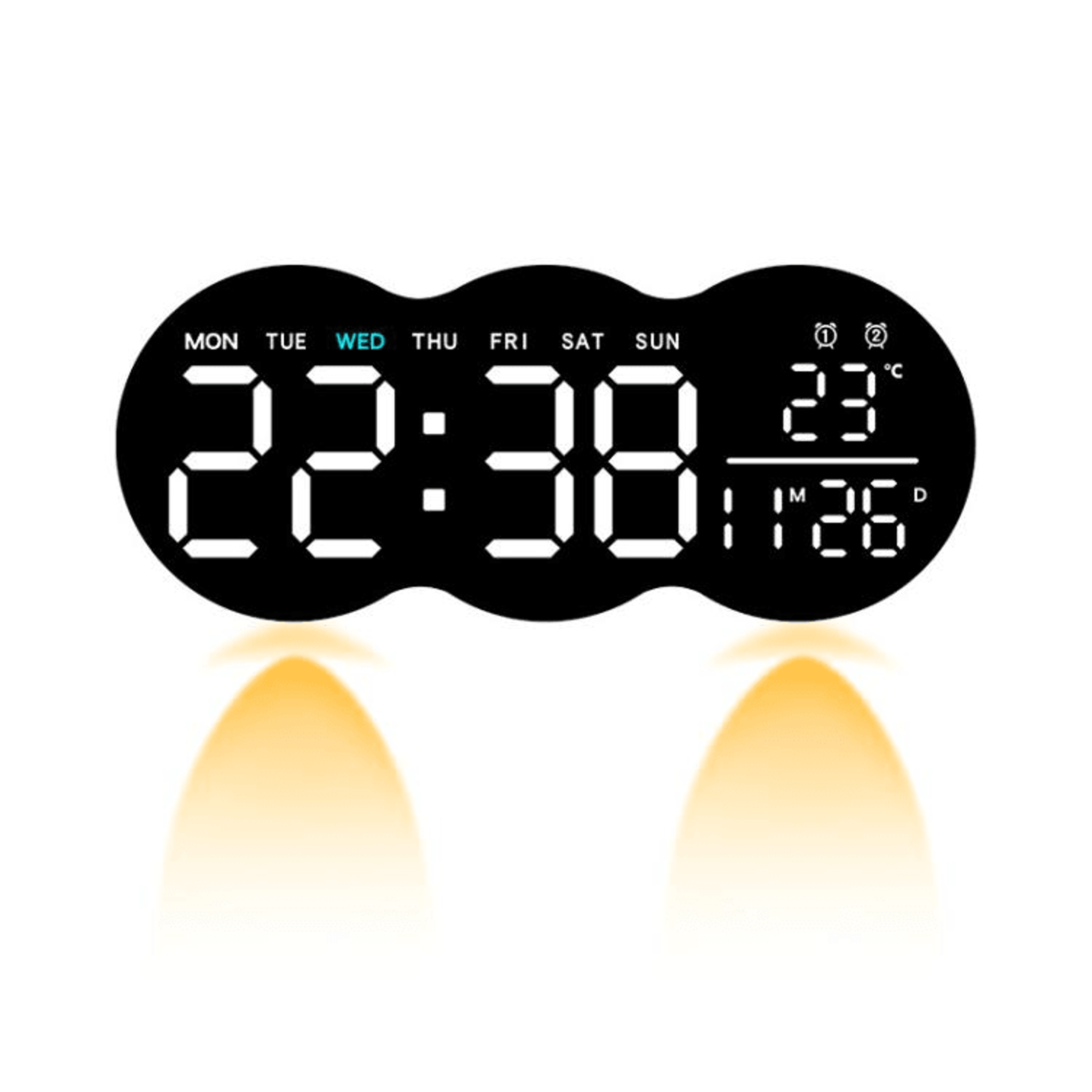 Smart LED Wall Clock With Remote Control Alarm Temperature Display  Warm Night Light 13