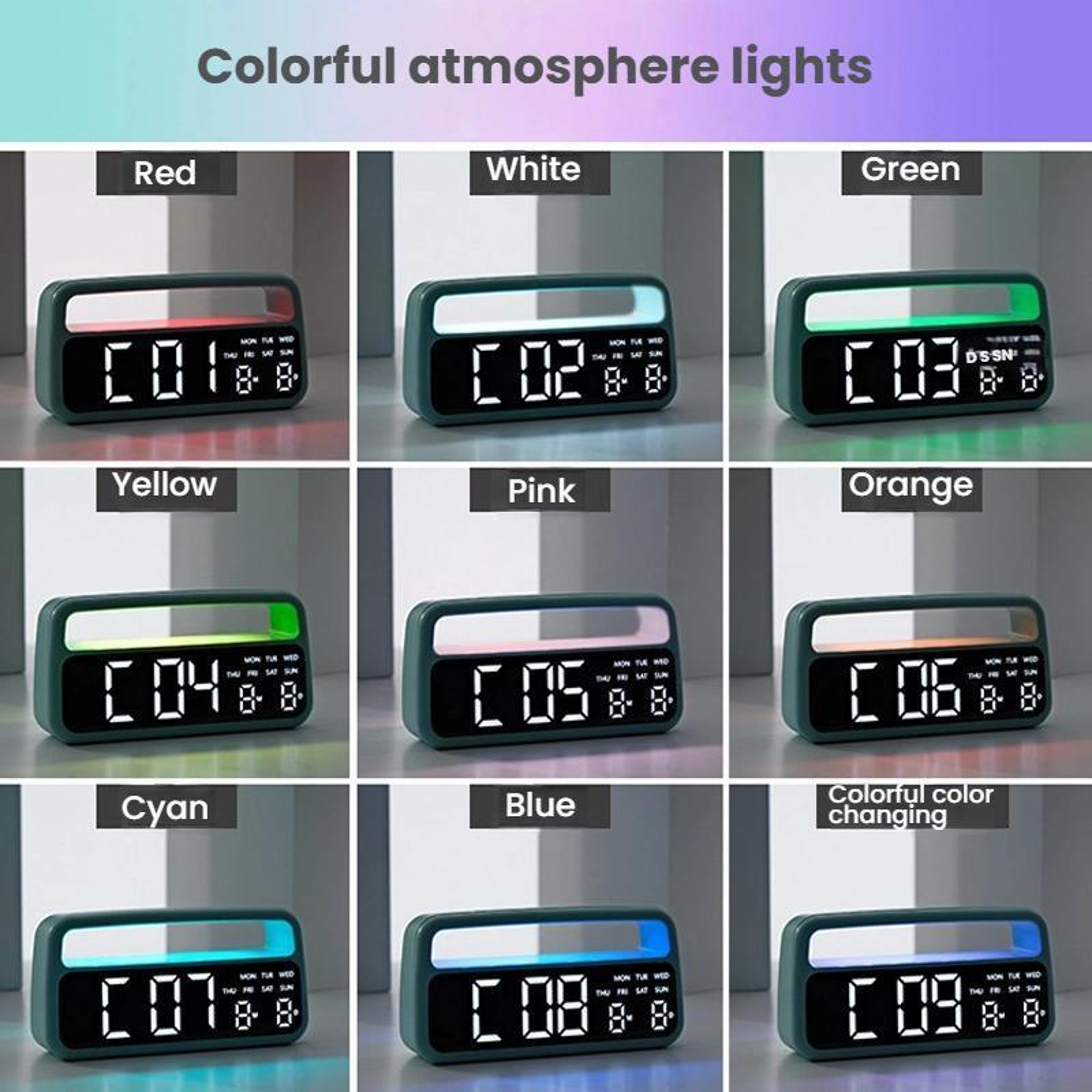 LED Alarm Clock With Ambient Night Light  Auto Dimming Display 4