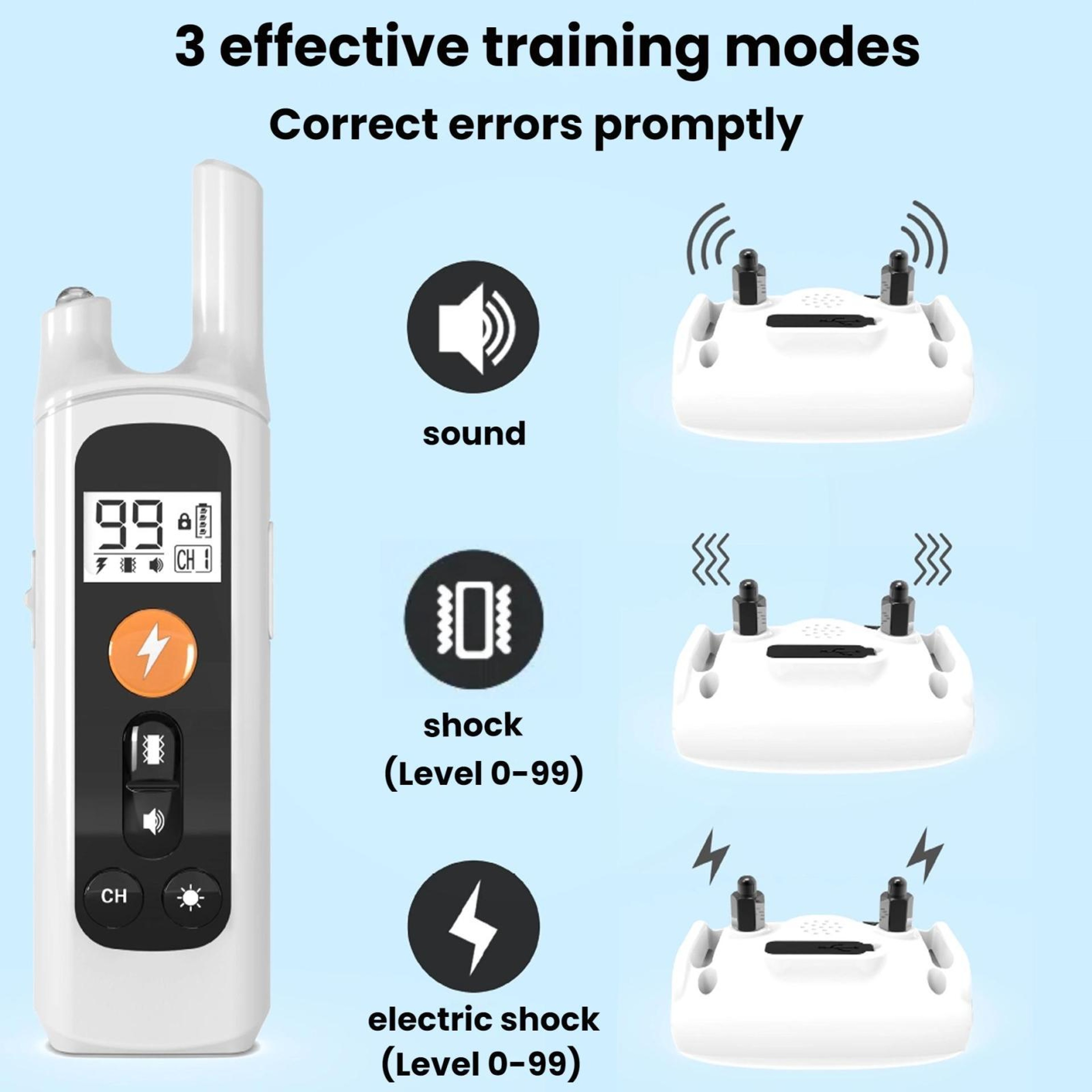 800M Dog Training Collar With Remote Waterproof Rechargeable Bark Control For Small To Large Dogs 1