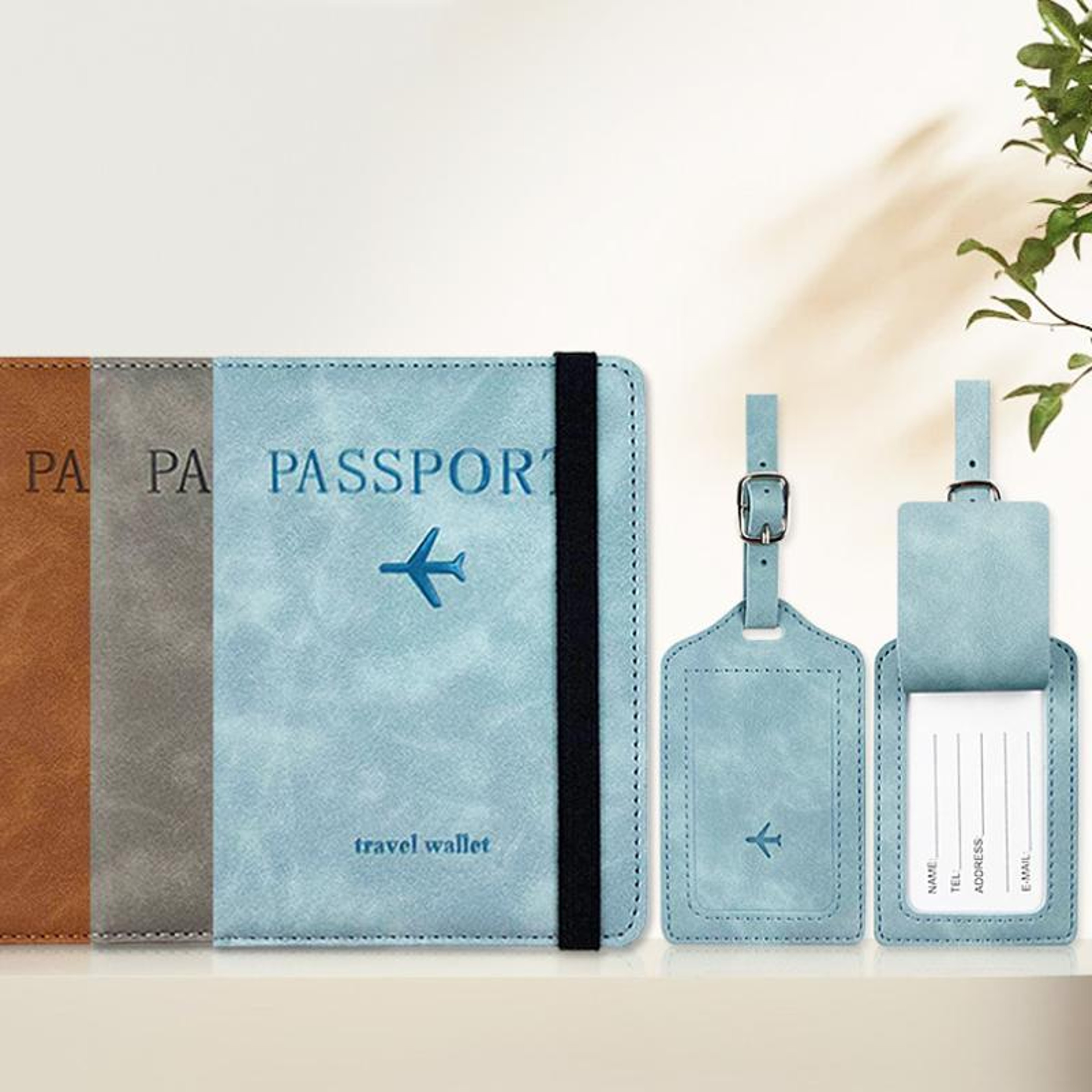 2PCS Premium Luggage Tag  Boarding Pass Holder In PU Leather For Secure Travel Essentials 1