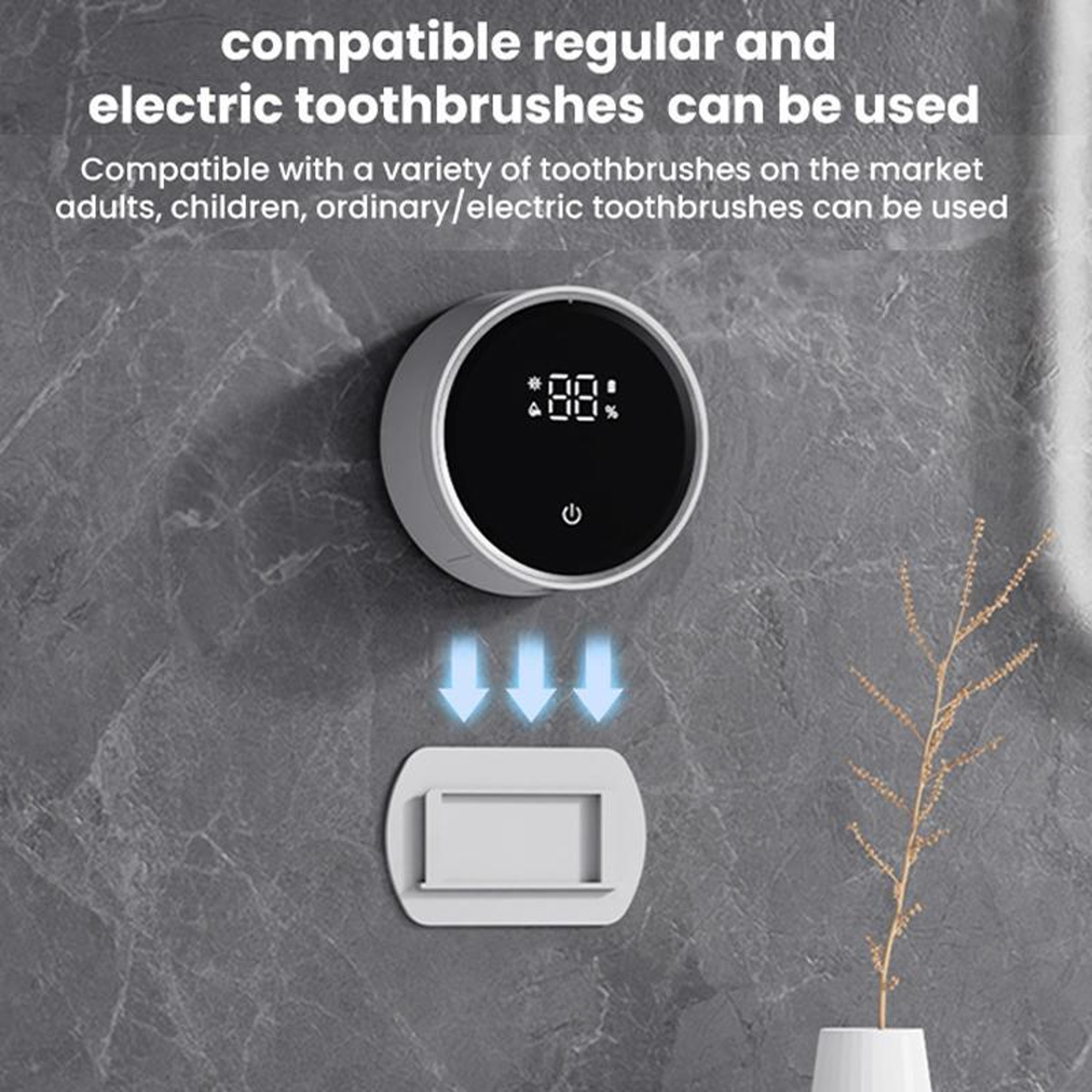 Smart UV Toothbrush Sanitizer Holder with Razor Rack & Sensor Display – view 12