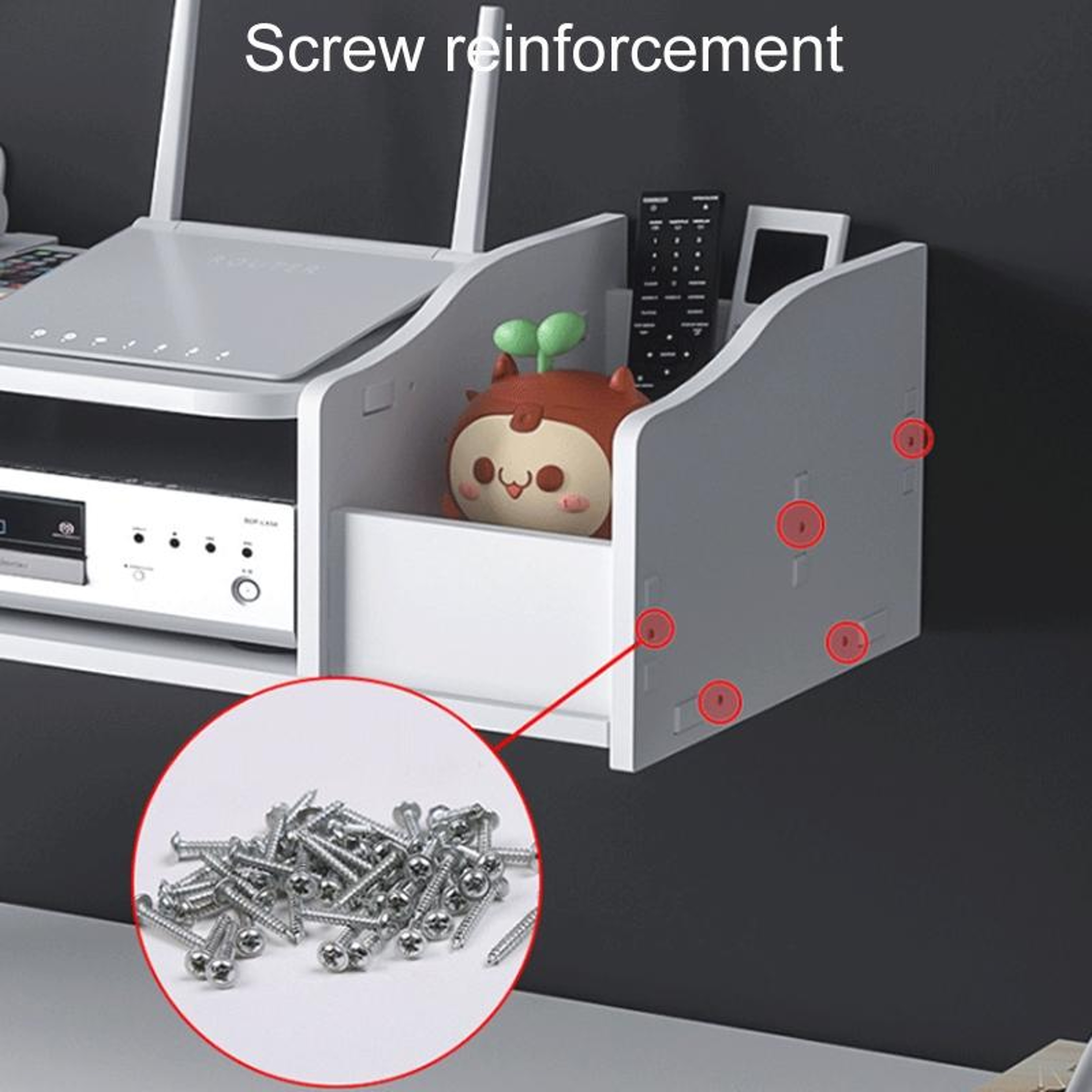 Modern Wall Mounted Projector Shelf  Set Top Box Organizer With Cable Management 8