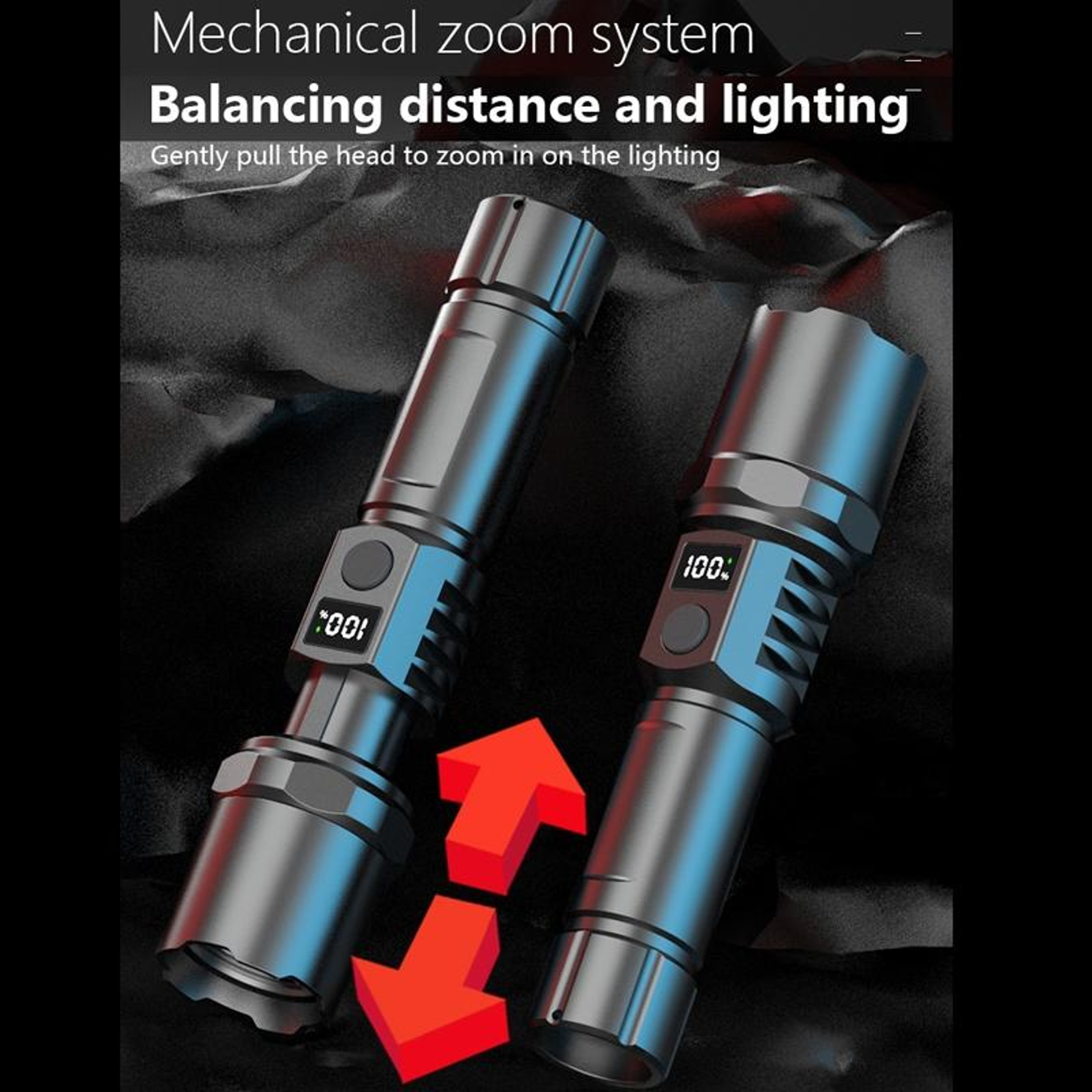 Rechargeable LED Flashlight with LCD Power Display & Zoom Focus – view 8