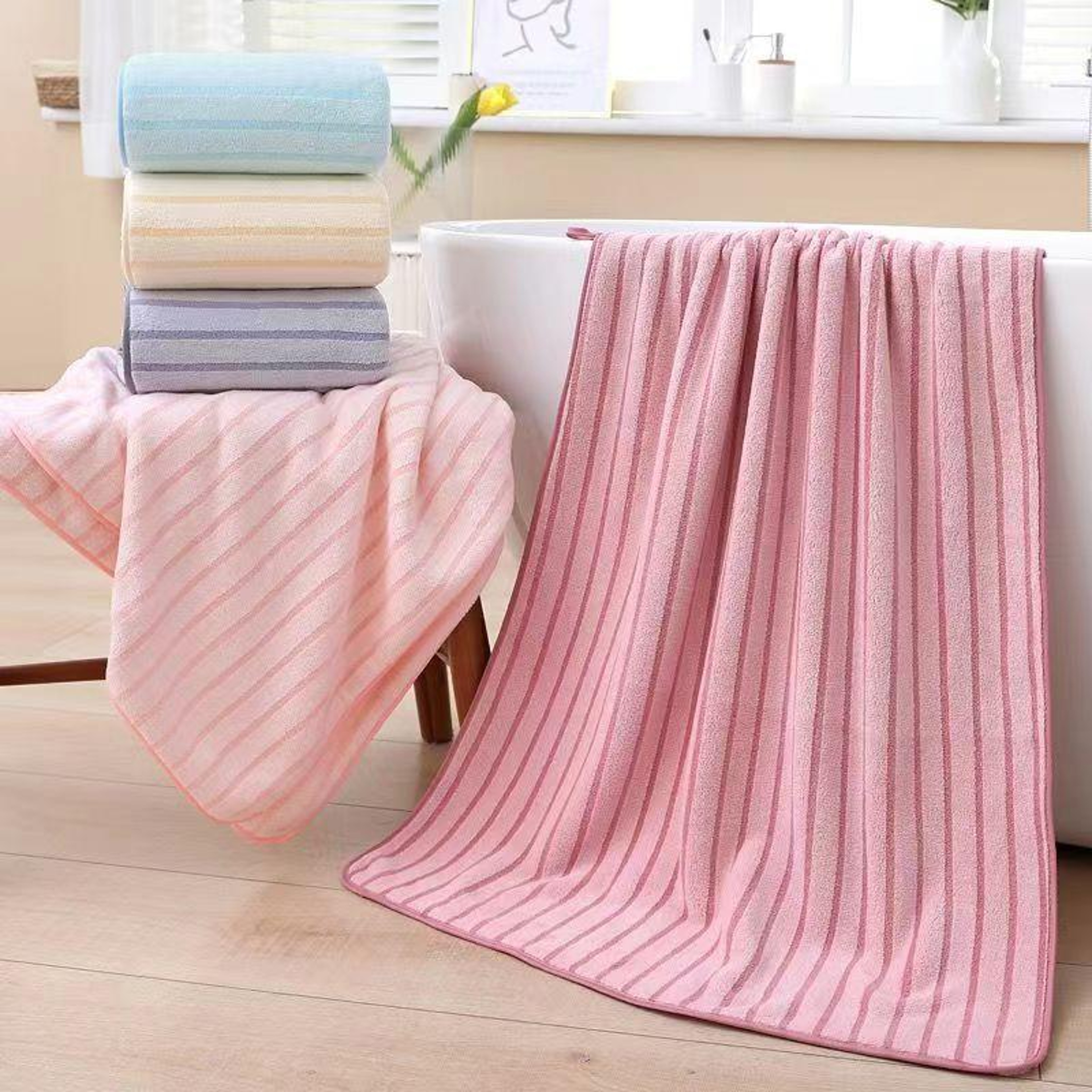 Plush Microfiber Bath Towels Set Of 2 Soft Absorbent Coral Velvet Beach Towels 2