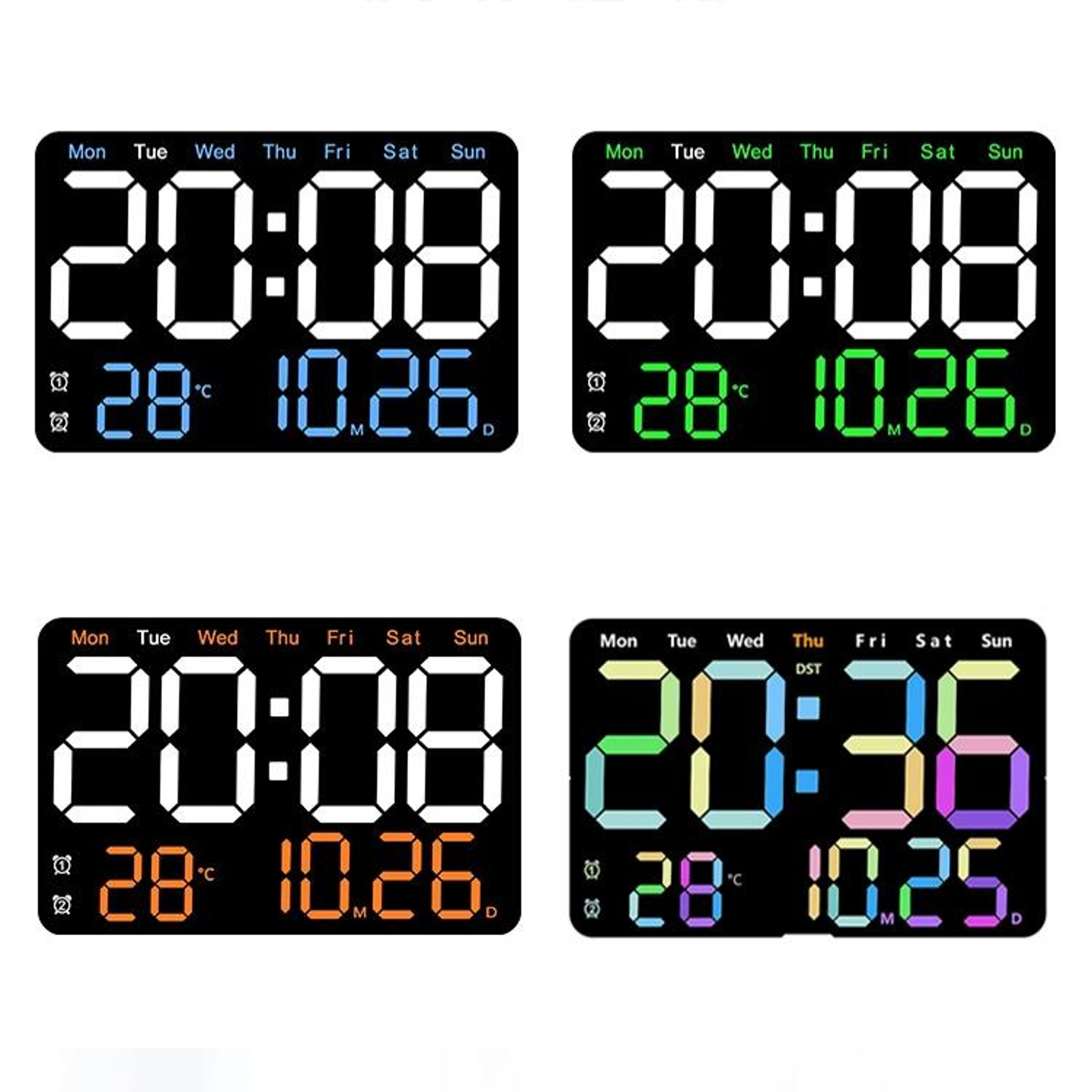 Smart LED Digital Wall Clock With Temperature Display Auto Dimming  Silent Alarm 1