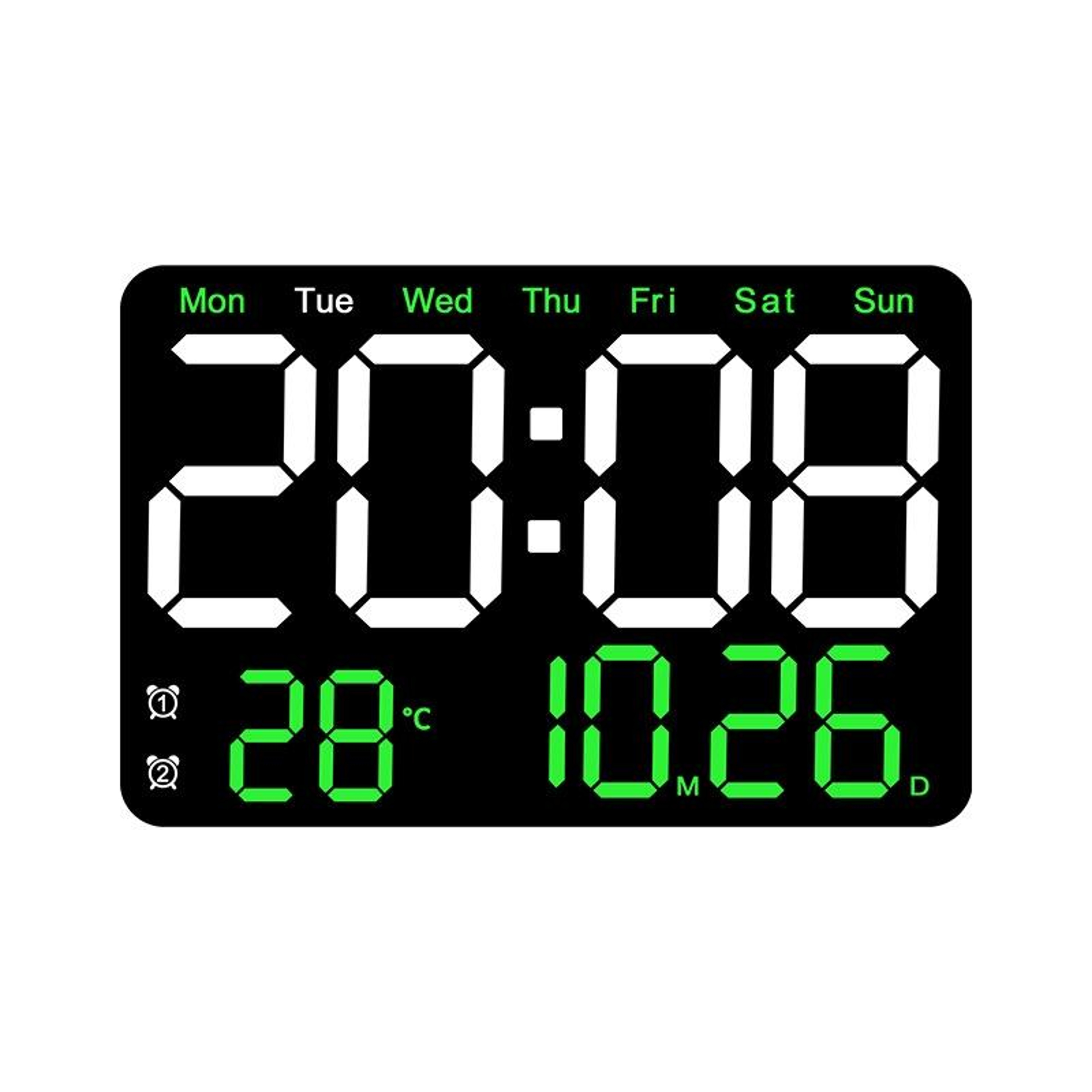 Smart LED Digital Wall Clock With Temperature Display Auto Dimming  Silent Alarm 10