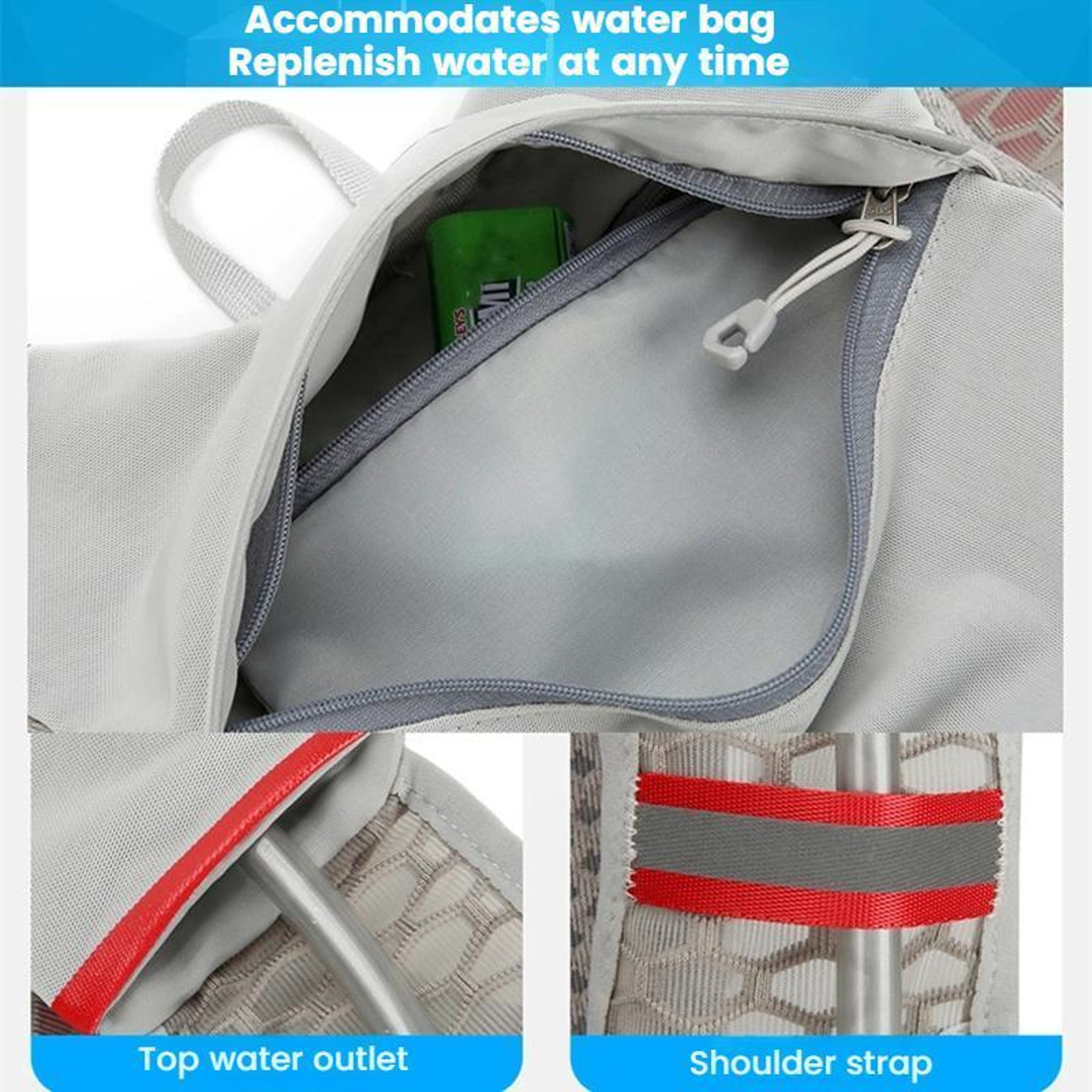 Lightweight Hydration Backpack For Cycling Running  Hiking With Breathable Reflective Design 9