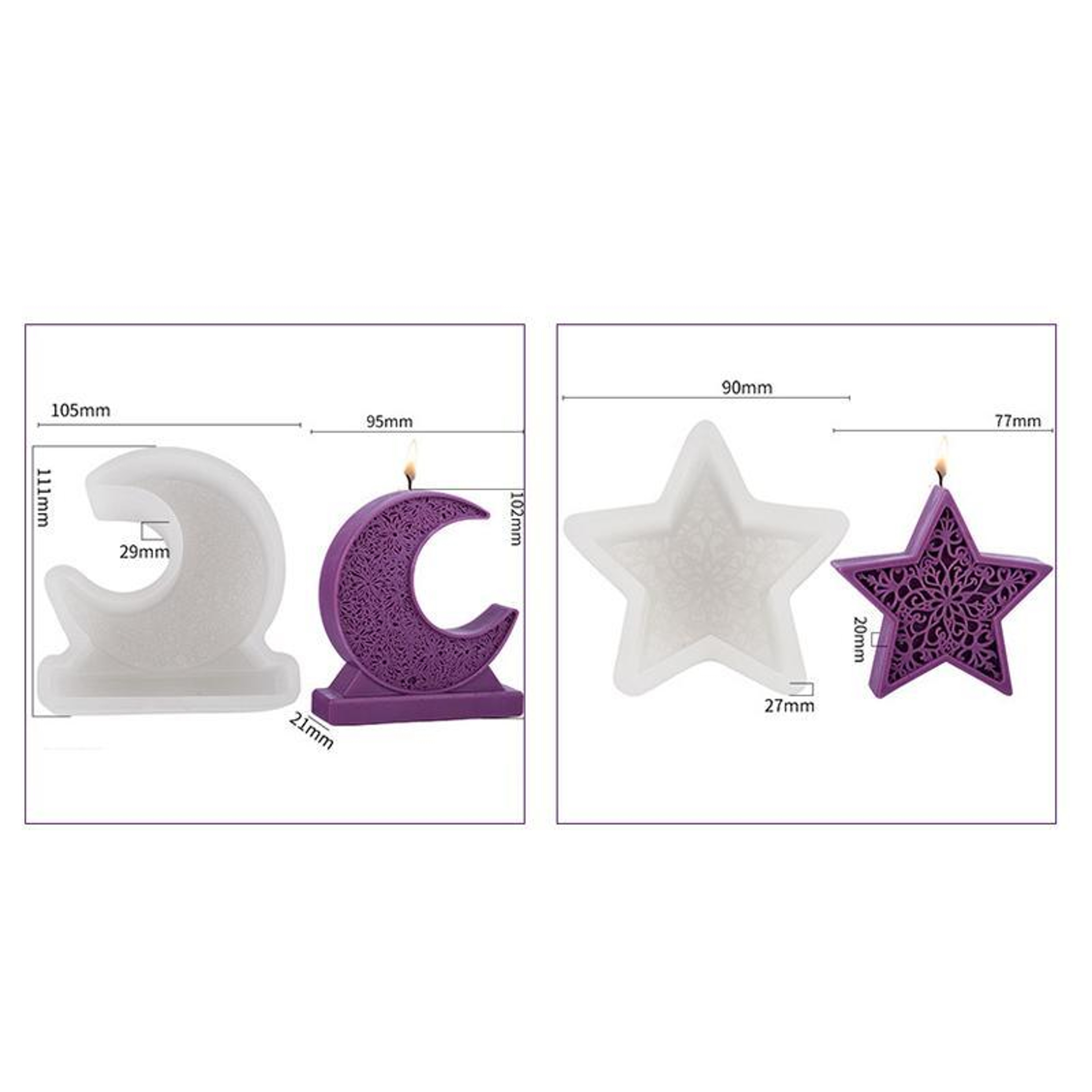 Moon  Star Silicone Candle Mold For DIY Aromatherapy Candles Soap  Plaster Crafts 8