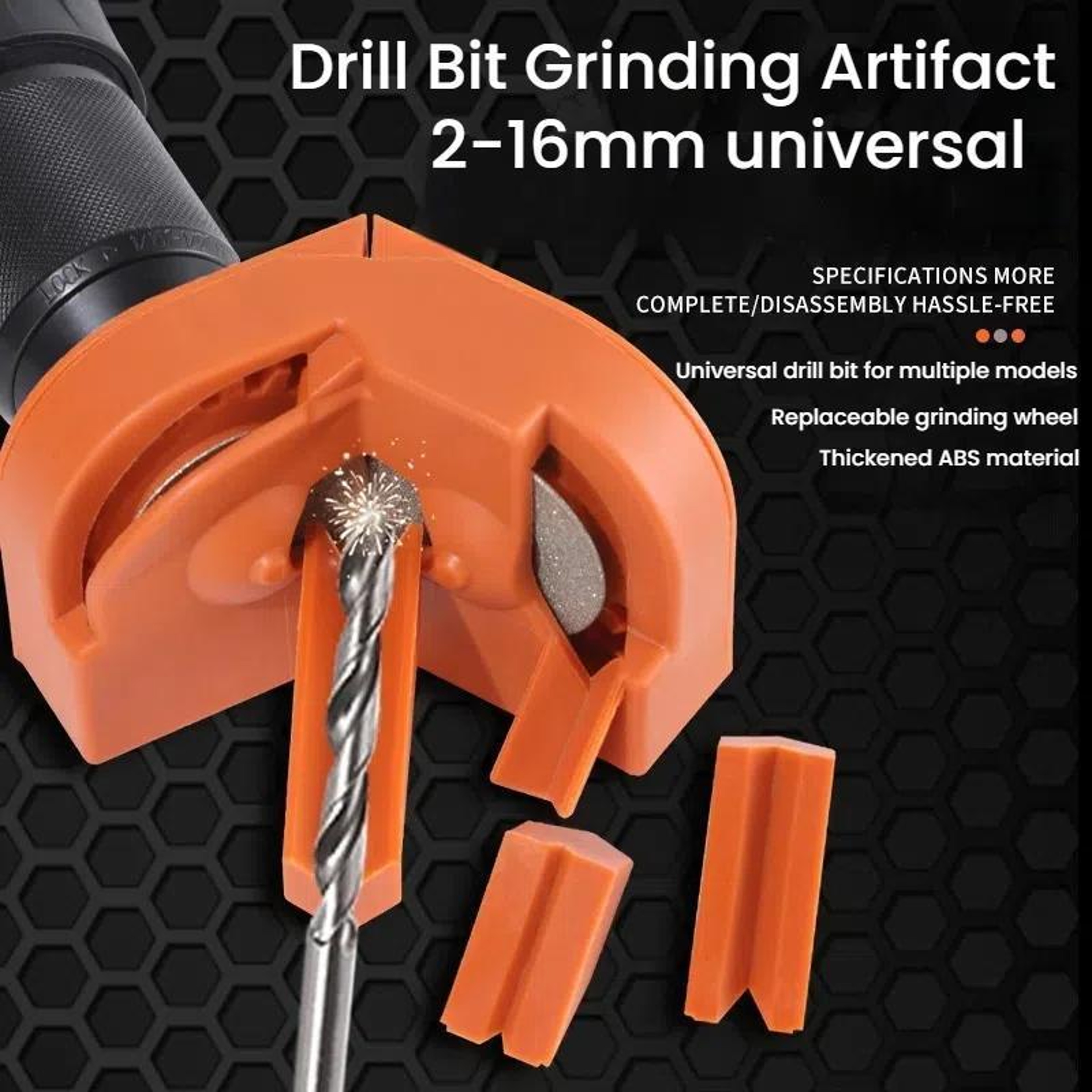 Universal Drill Bit Sharpener Portable Tool for 2-16mm Bits with Replaceable Grinding Wheel – view 2