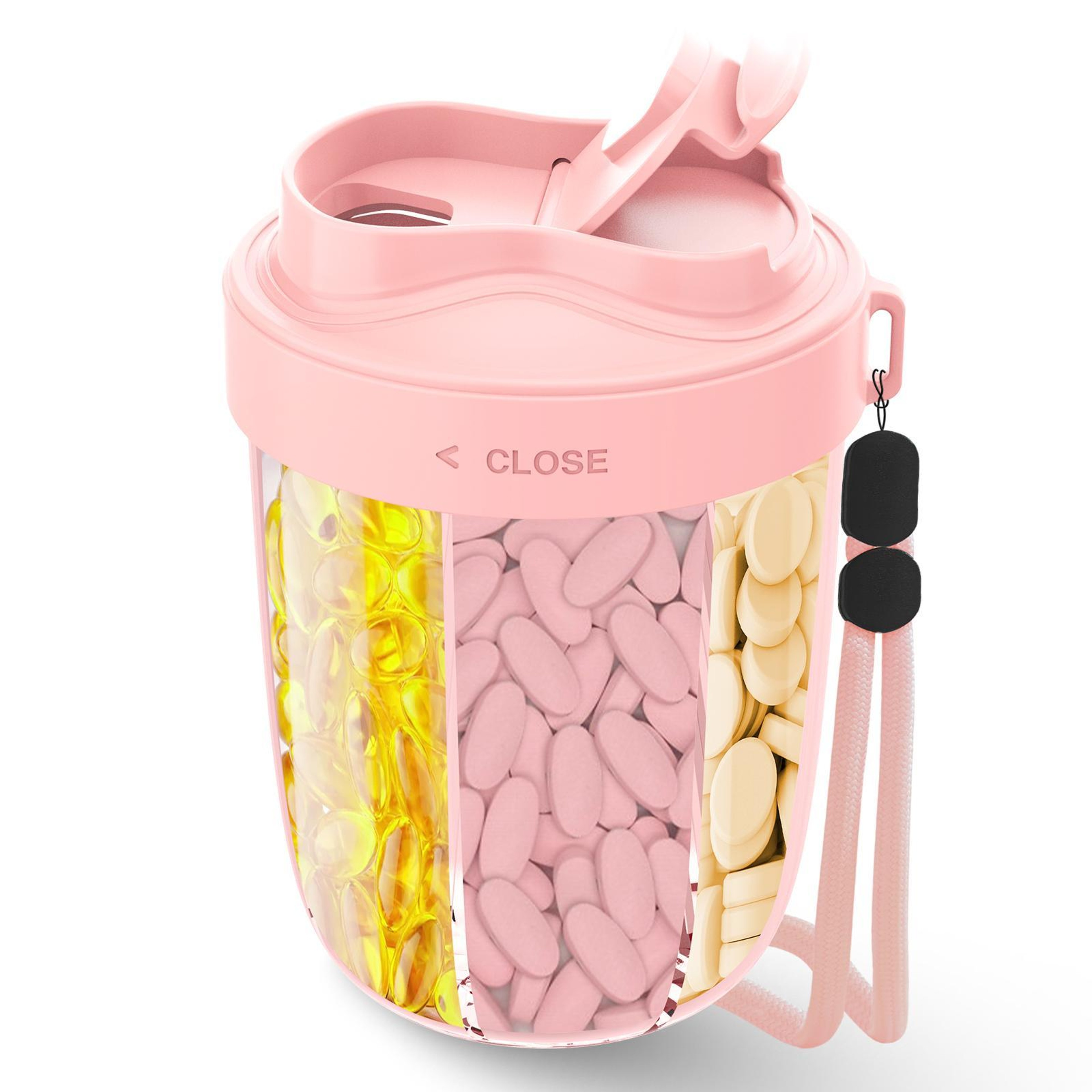 Portable Pill Organizer Cup With 7 Compartments Moisture Proof Medicine Storage Case 0