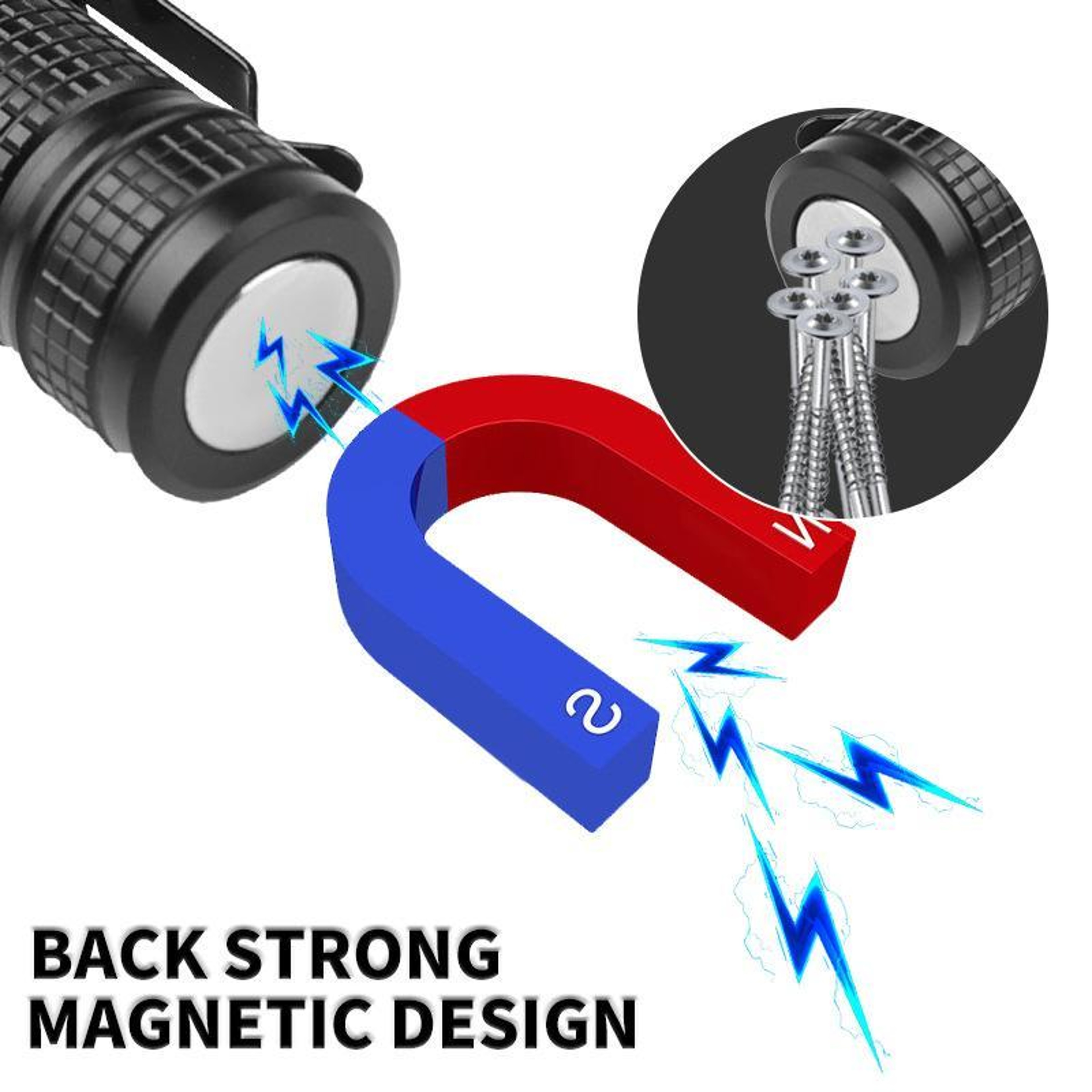 Mini Rechargeable Flashlight With White Laser Beam TypeC Charging  Long Range Zoom Light 5