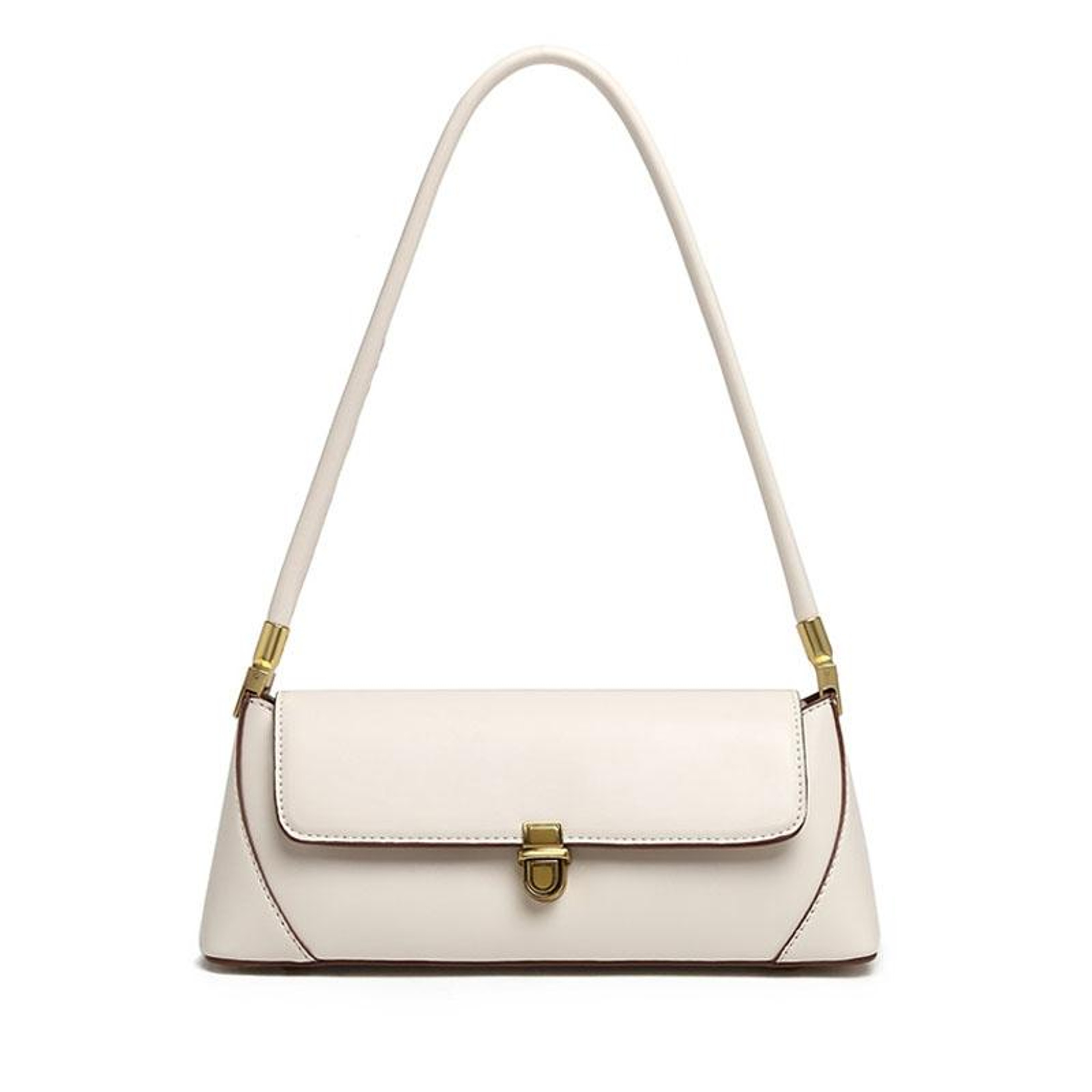 Vintage Lock Buckle Baguette Shoulder Bag For Women Stylish PU Leather Underarm Purse 9