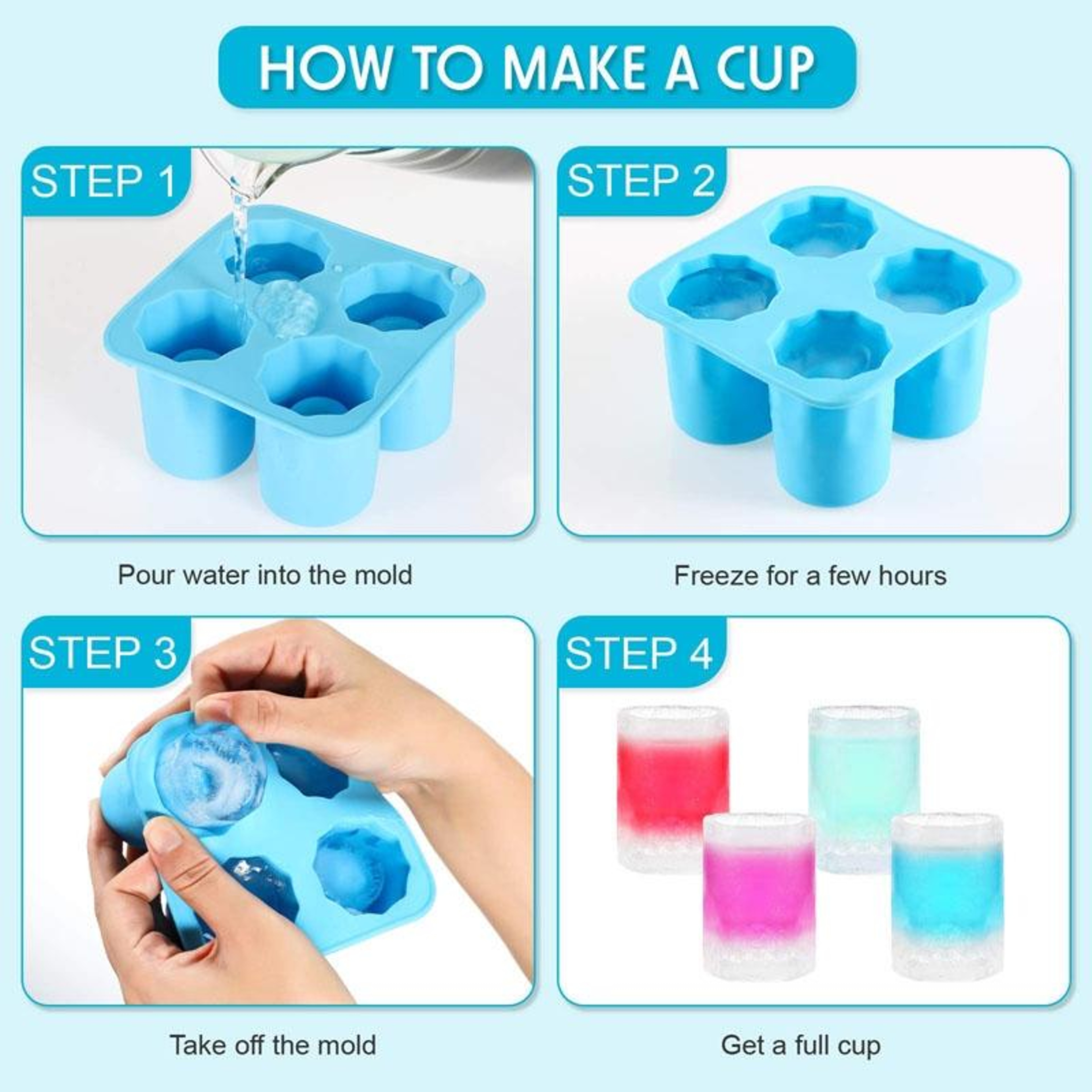 4-Cavity Silicone Ice Cube Mold for Whiskey, Cocktails & Creative DIY Treats – view 8