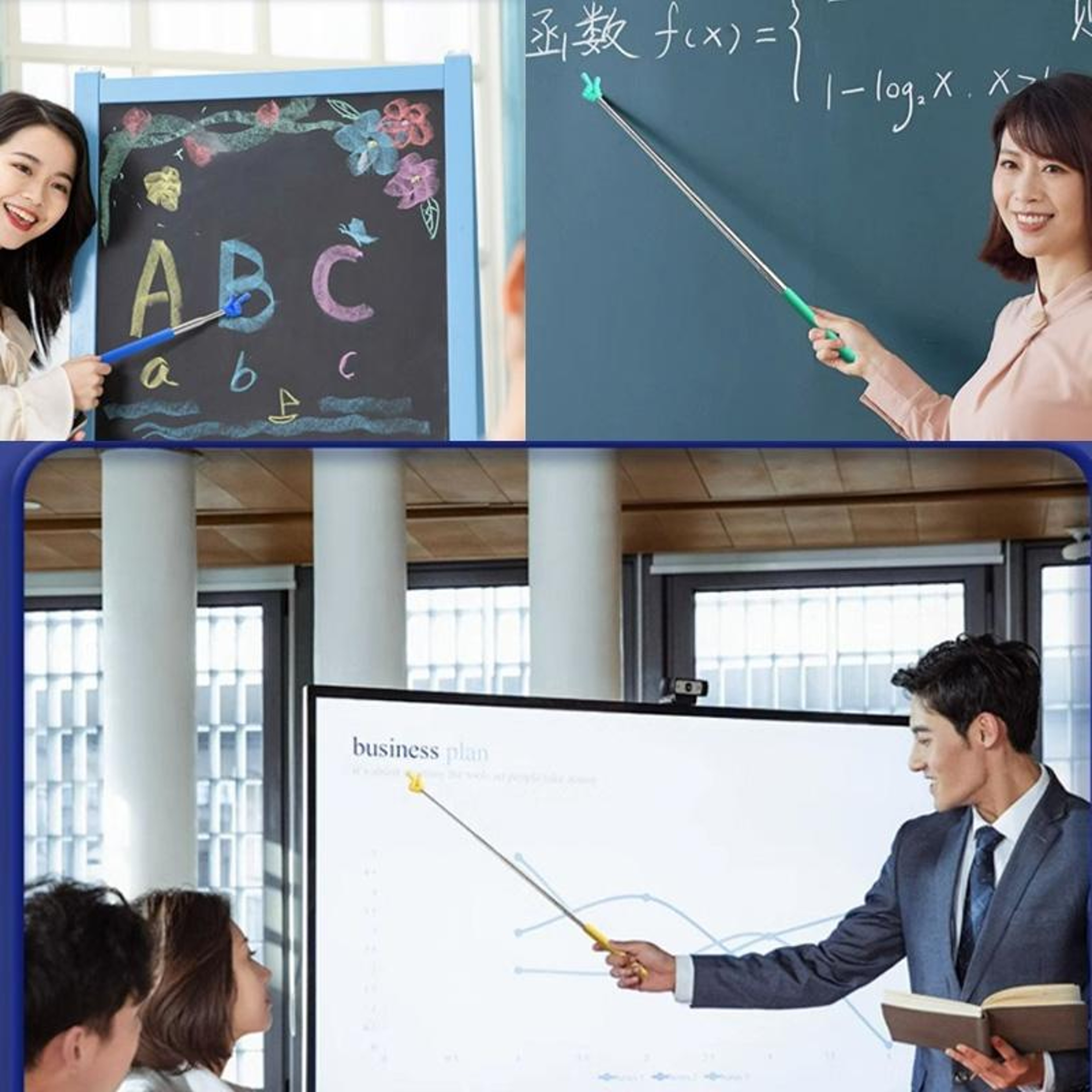 Retractable Teacher Pointer Stick with Extendable Finger for Classroom Reading & Presentations Random Color – view 7