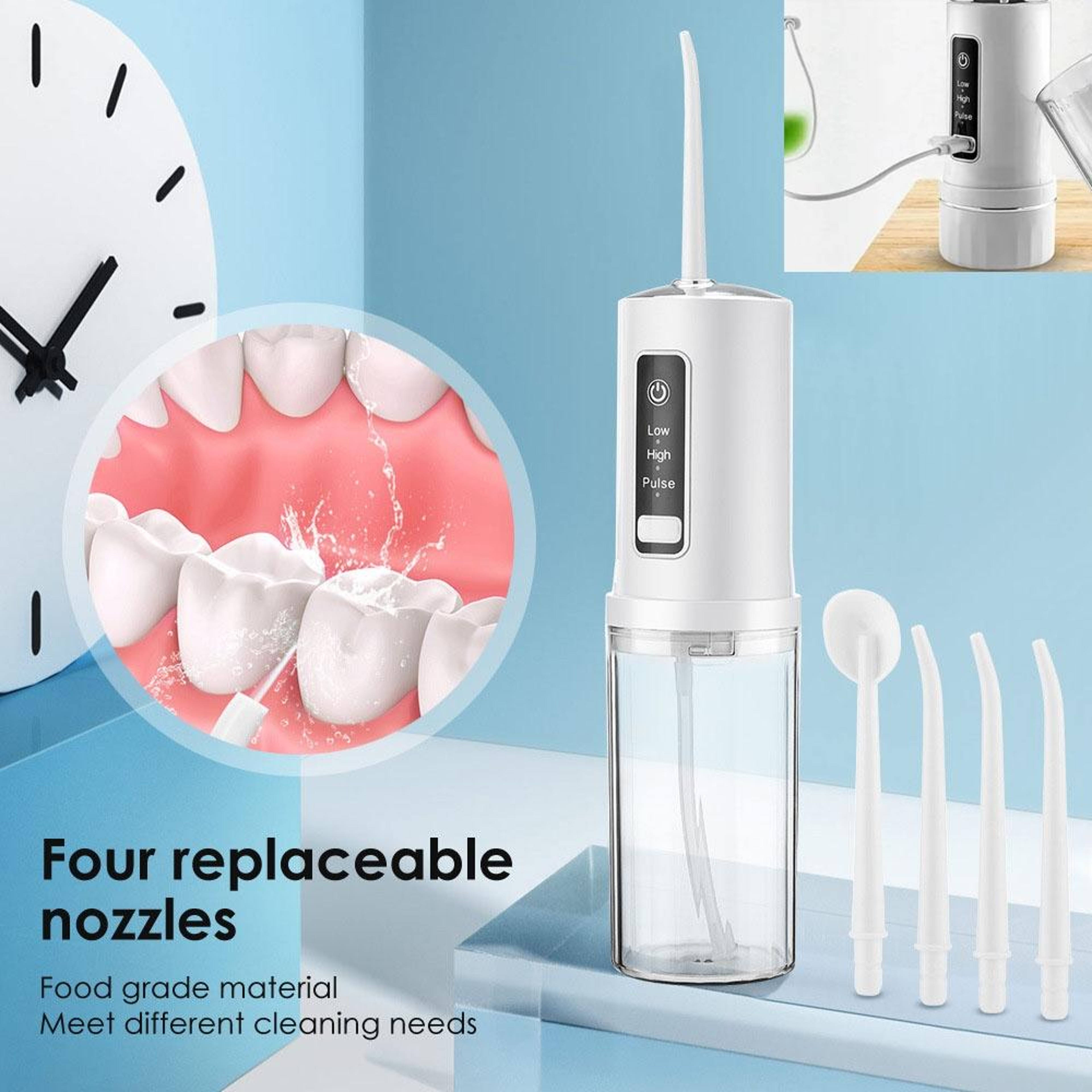 Portable Water Flosser for Teeth Cleaning with 4 Nozzles & Rechargeable Design – view 11