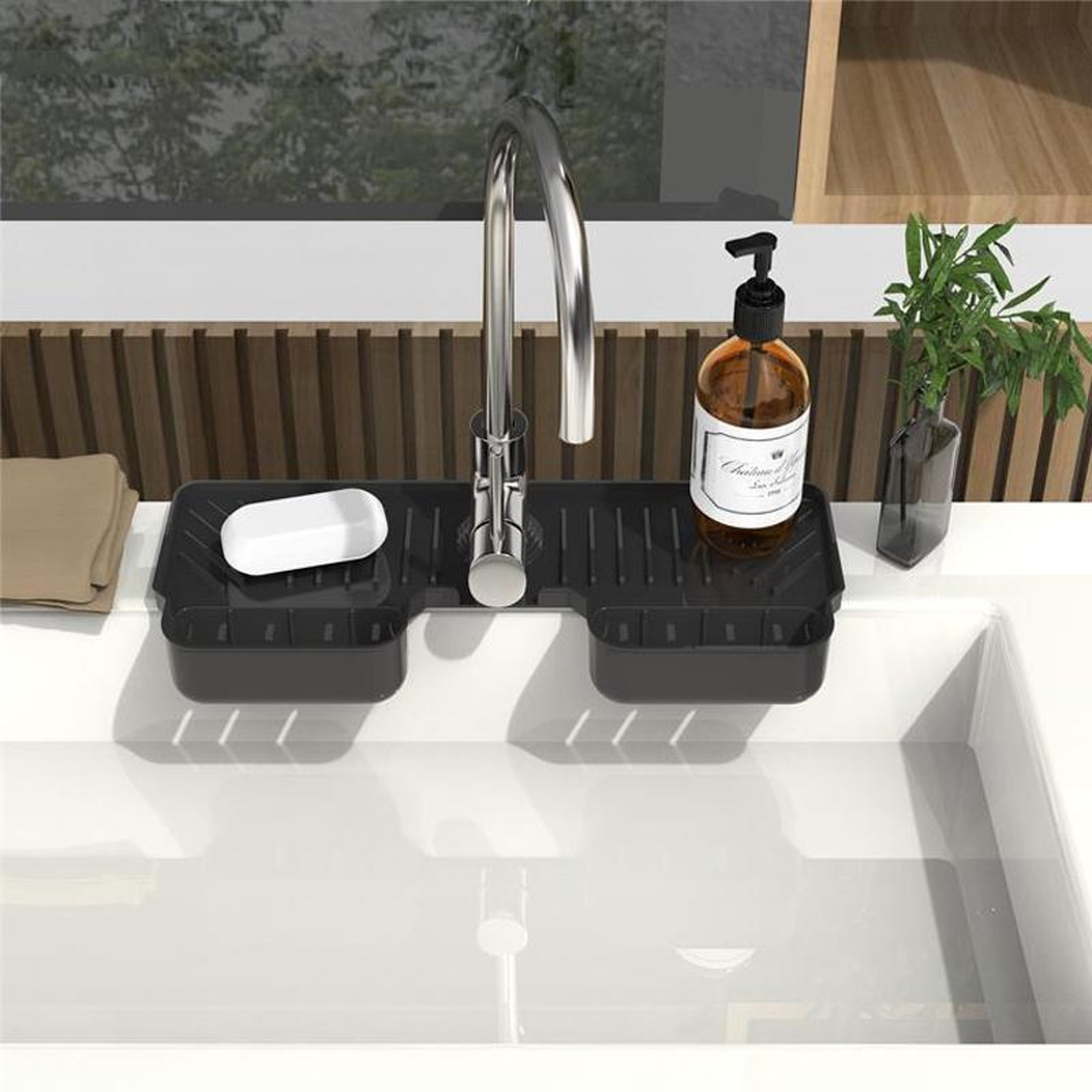Silicone Drainage Mat With Faucet Basket Kitchen  Bath Organizer 0