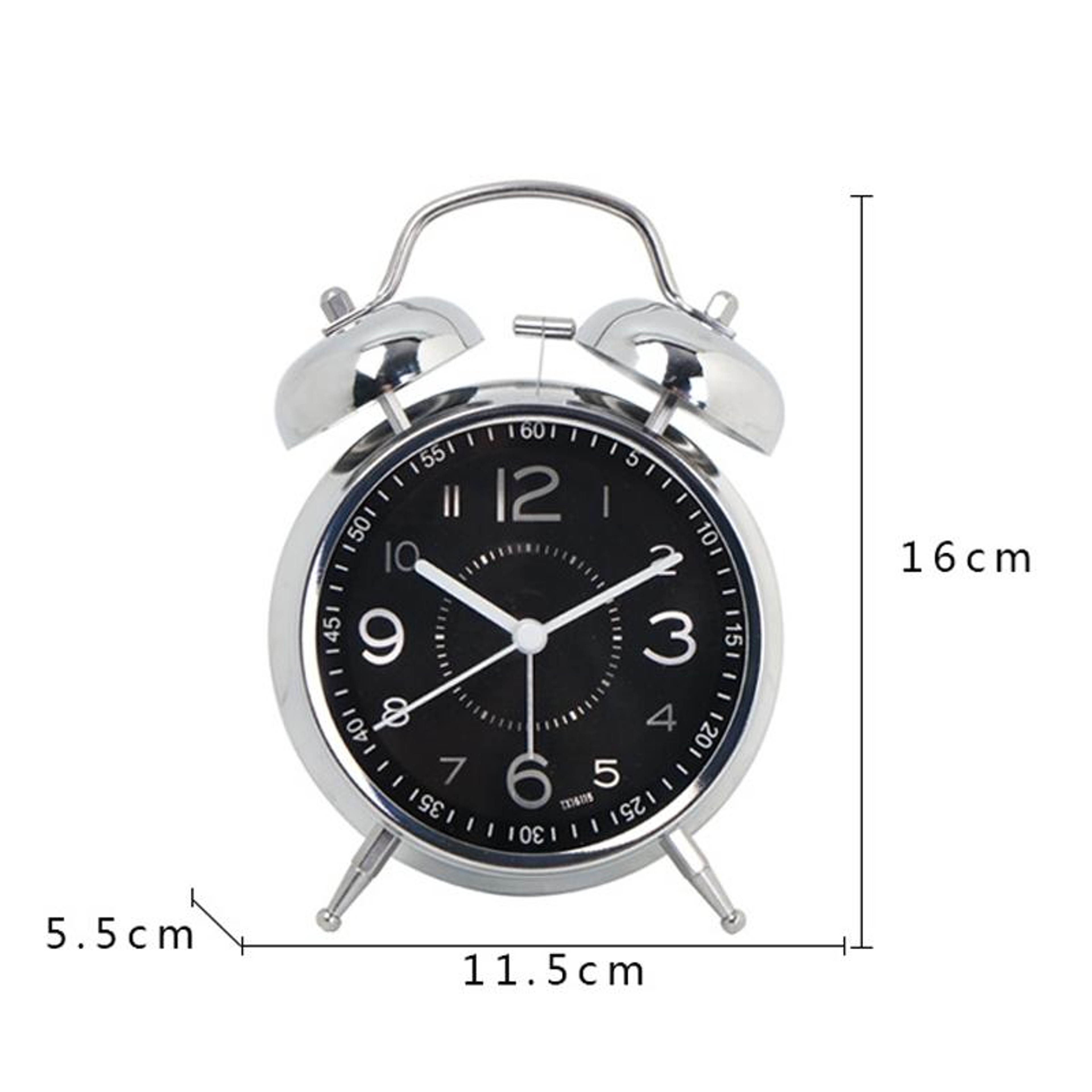 45Inch Electroplated Metal Alarm Clock With Night Light  Quiet Quartz Movement 2