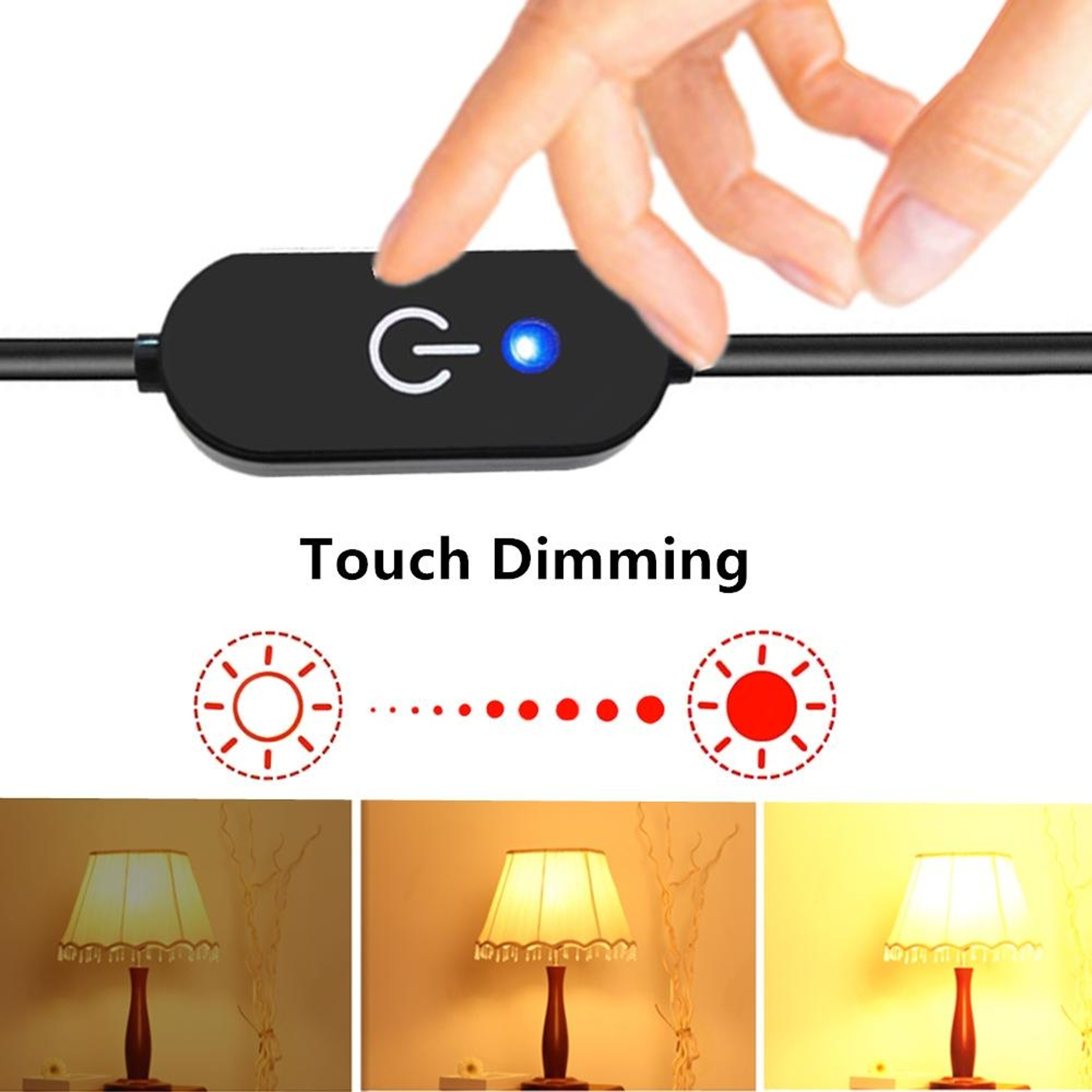 USB LED Touch Dimmer Controller For Single Color Lights Adjustable Brightness 3
