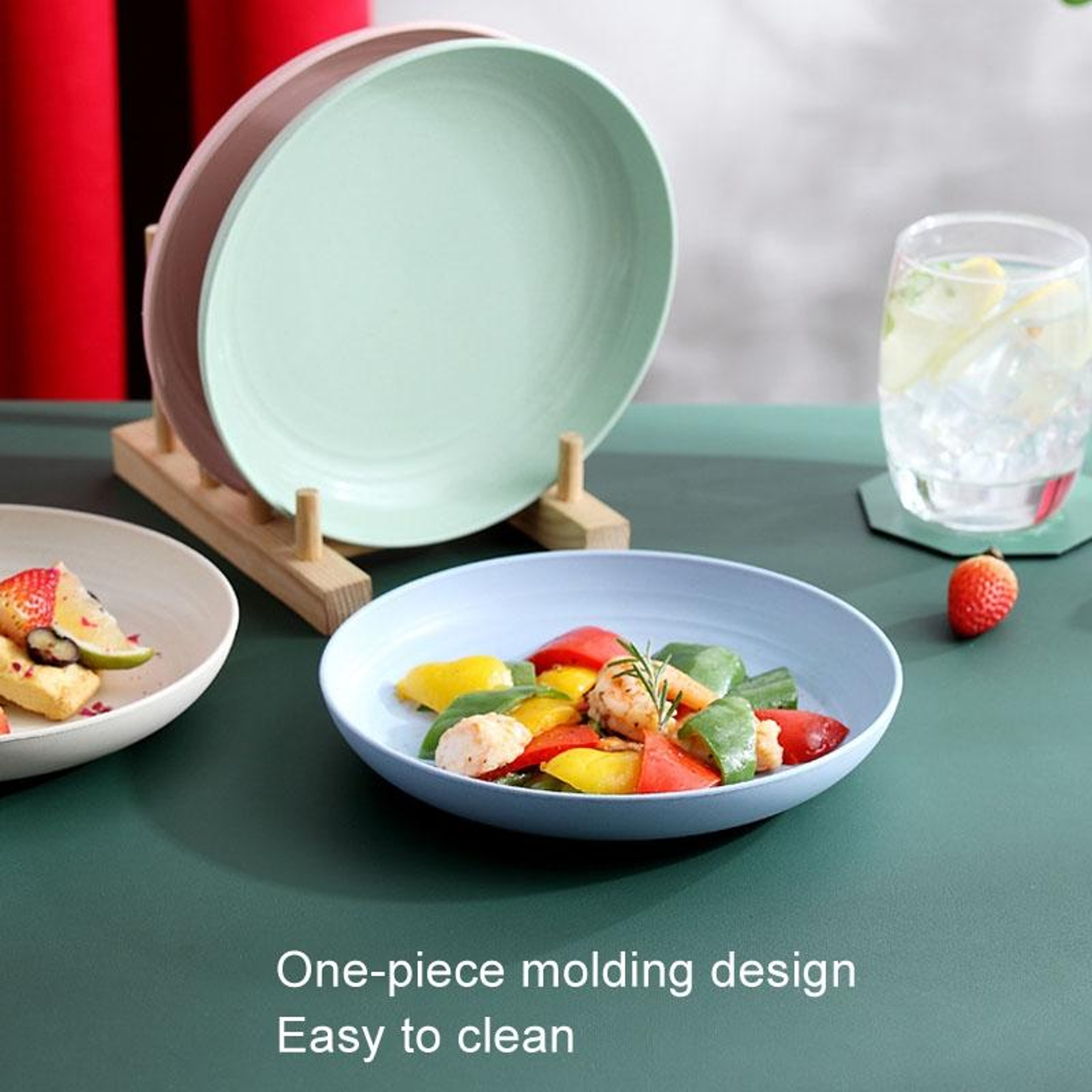 EcoFriendly Wheat Straw Round Fruit Plate Durable  Microwave Safe 5