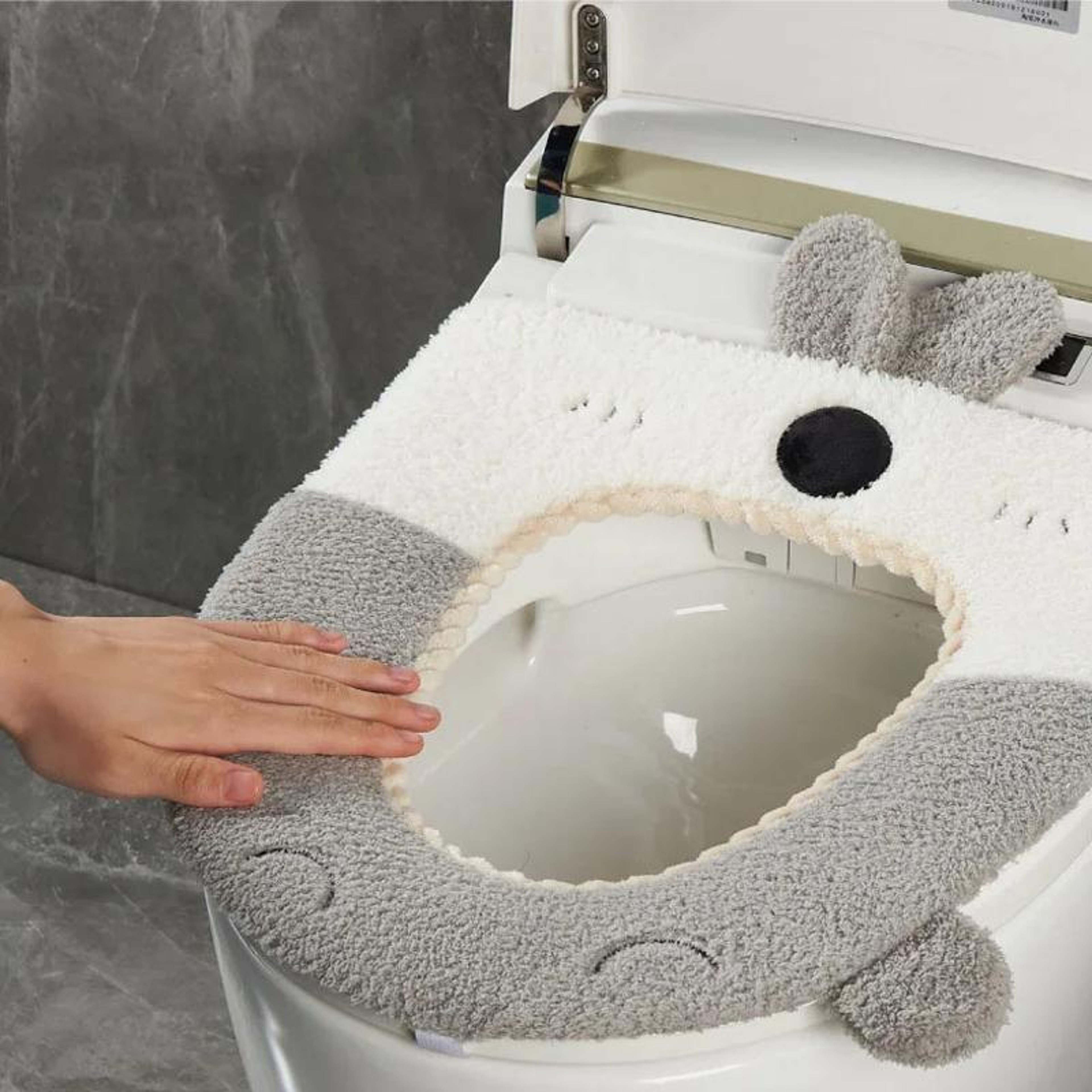 Washable Cartoon Rabbit Plush Toilet Seat Cushion Soft  Thick 0