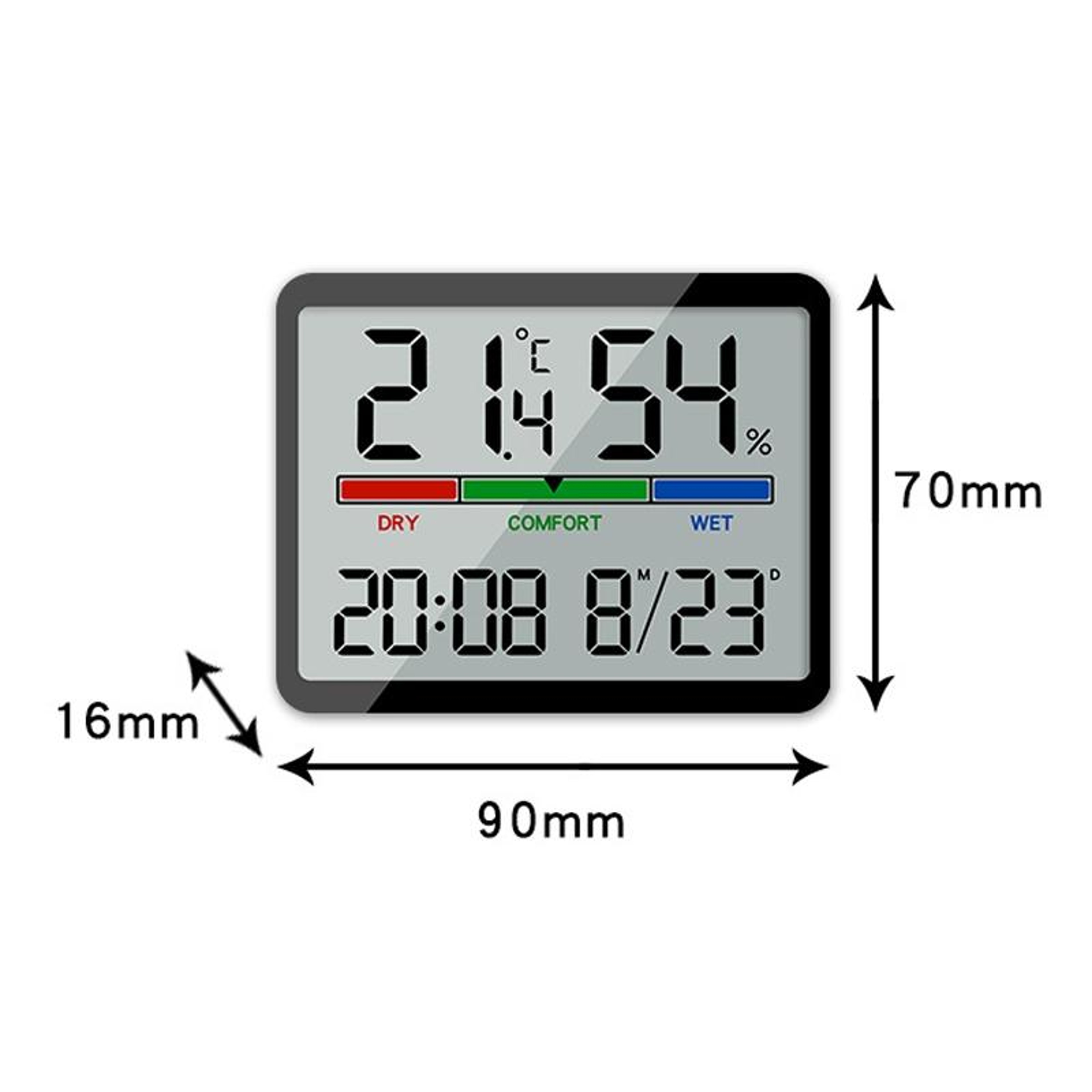 Magnetic LCD Digital Alarm Clock With Temperature  Humidity Display 2
