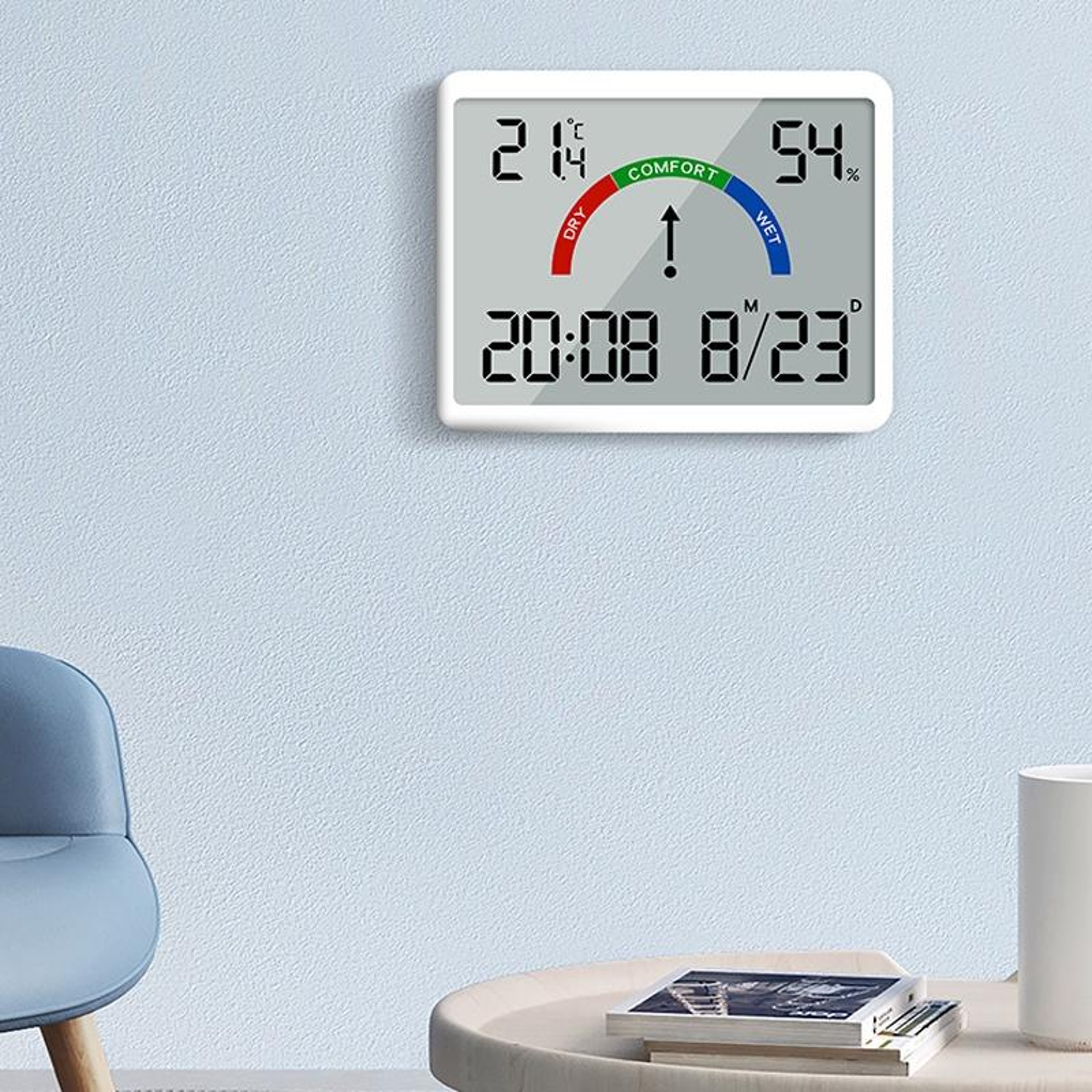 Magnetic LCD Digital Alarm Clock With Temperature  Humidity Display 0
