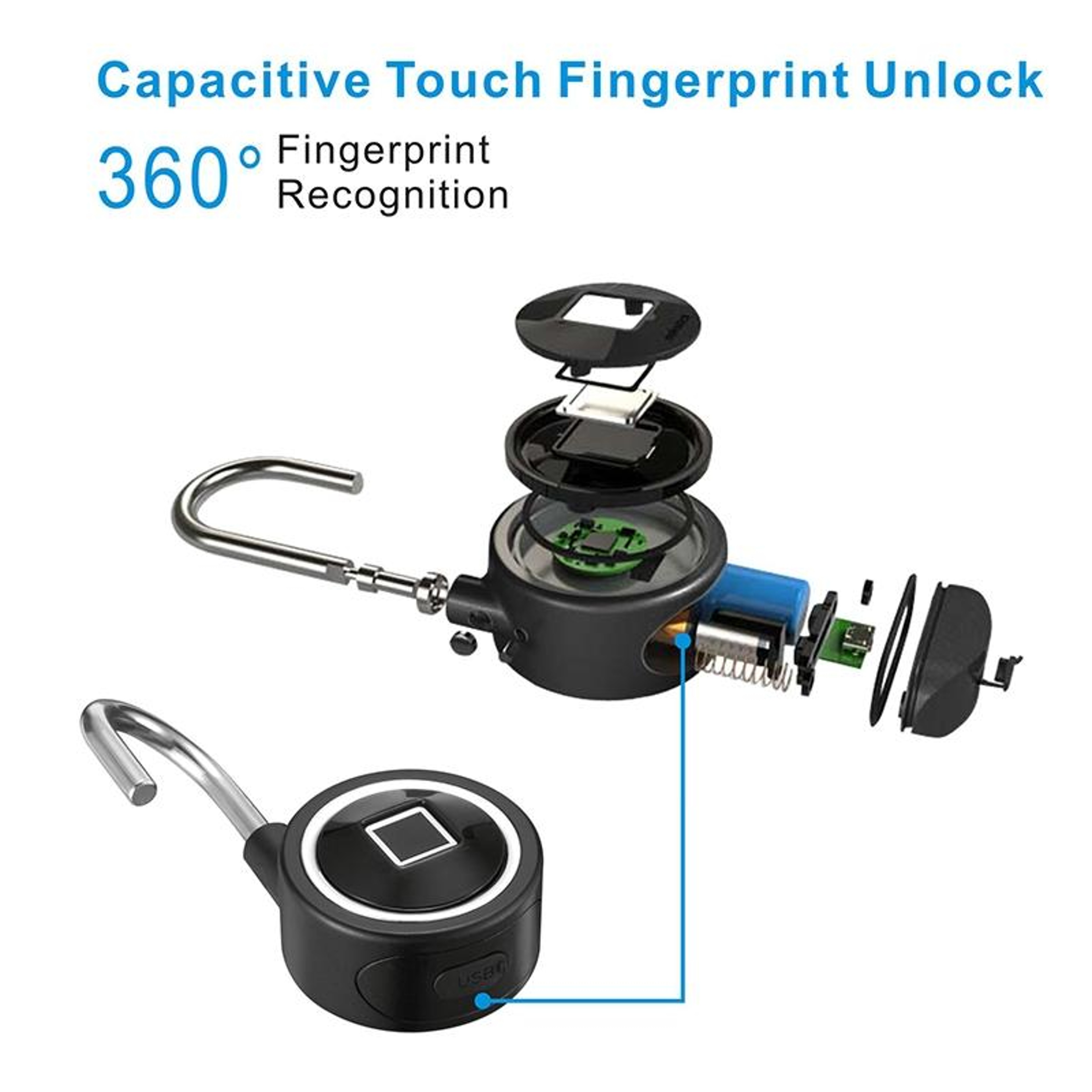 Smart Bluetooth Fingerprint Padlock Waterproof IP65 Remote Unlock For IOS  Android 5