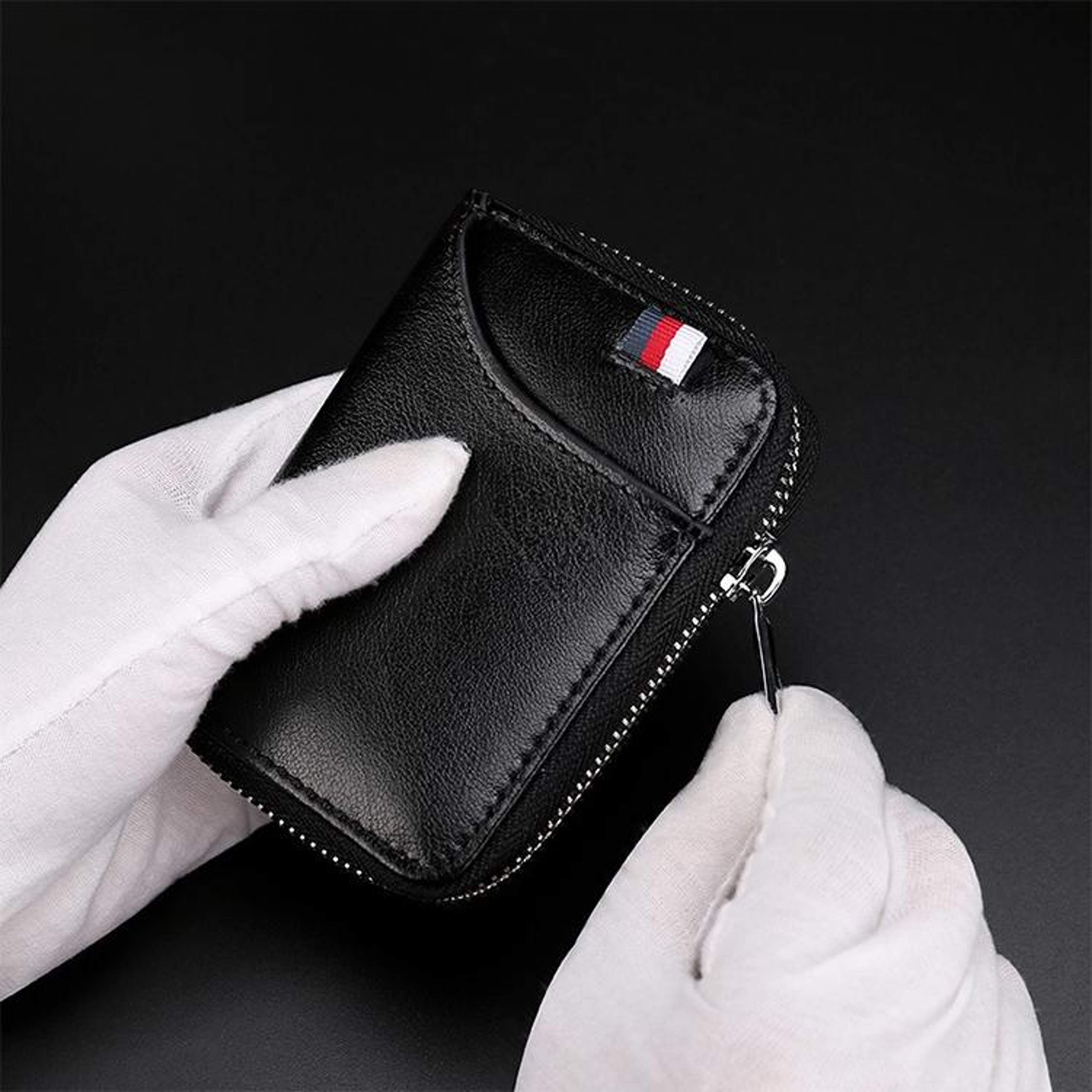 RFID Blocking Leather Card Holder Wallet With Zipper Large Capacity Organizer 8