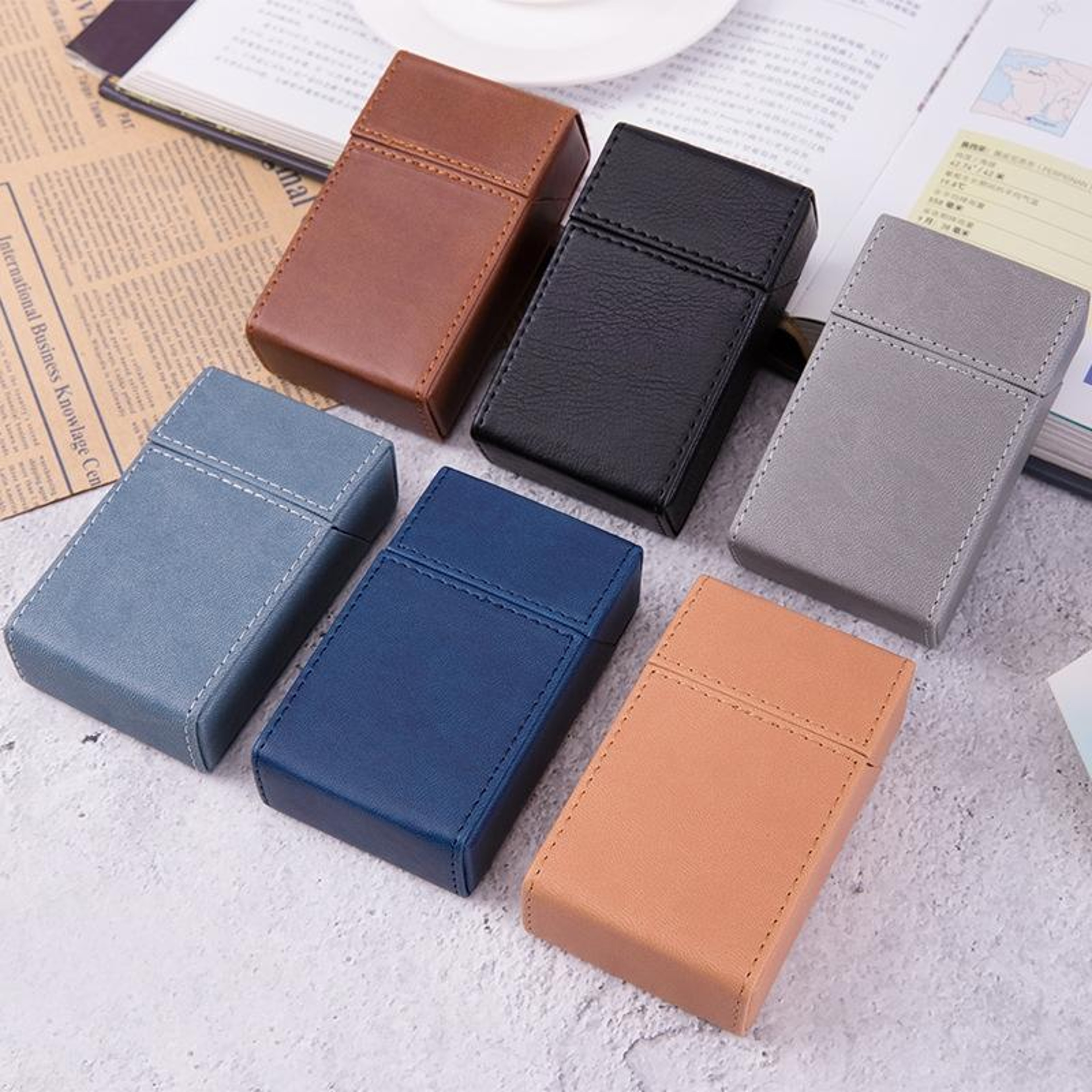Executive Leather Cigarette Case Portable Magnetic Holder For 20 Cigarettes 0