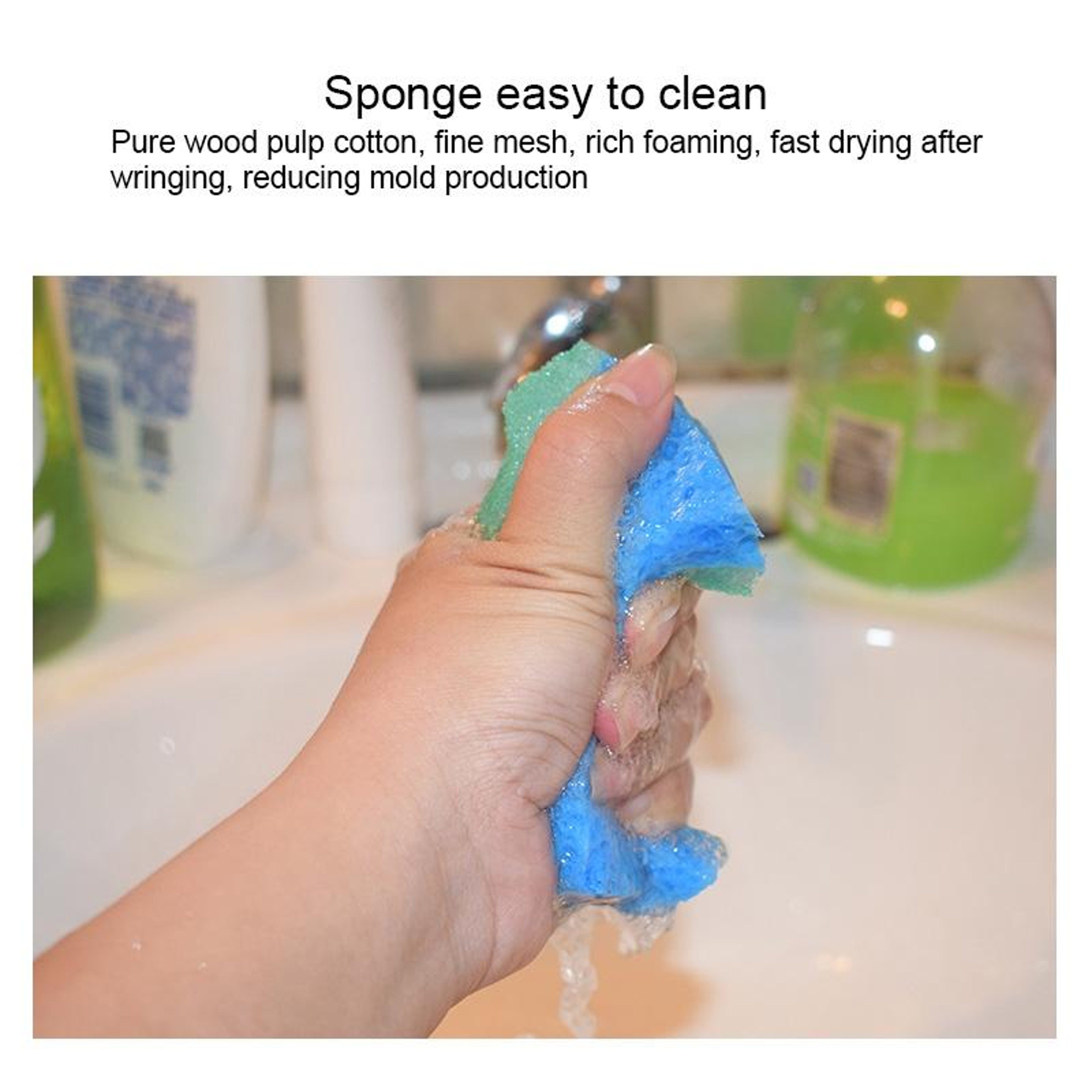 6PCS Kitchen Scouring Pads Dual-Sided Quick Dry Cleaning Sponge Set – view 5