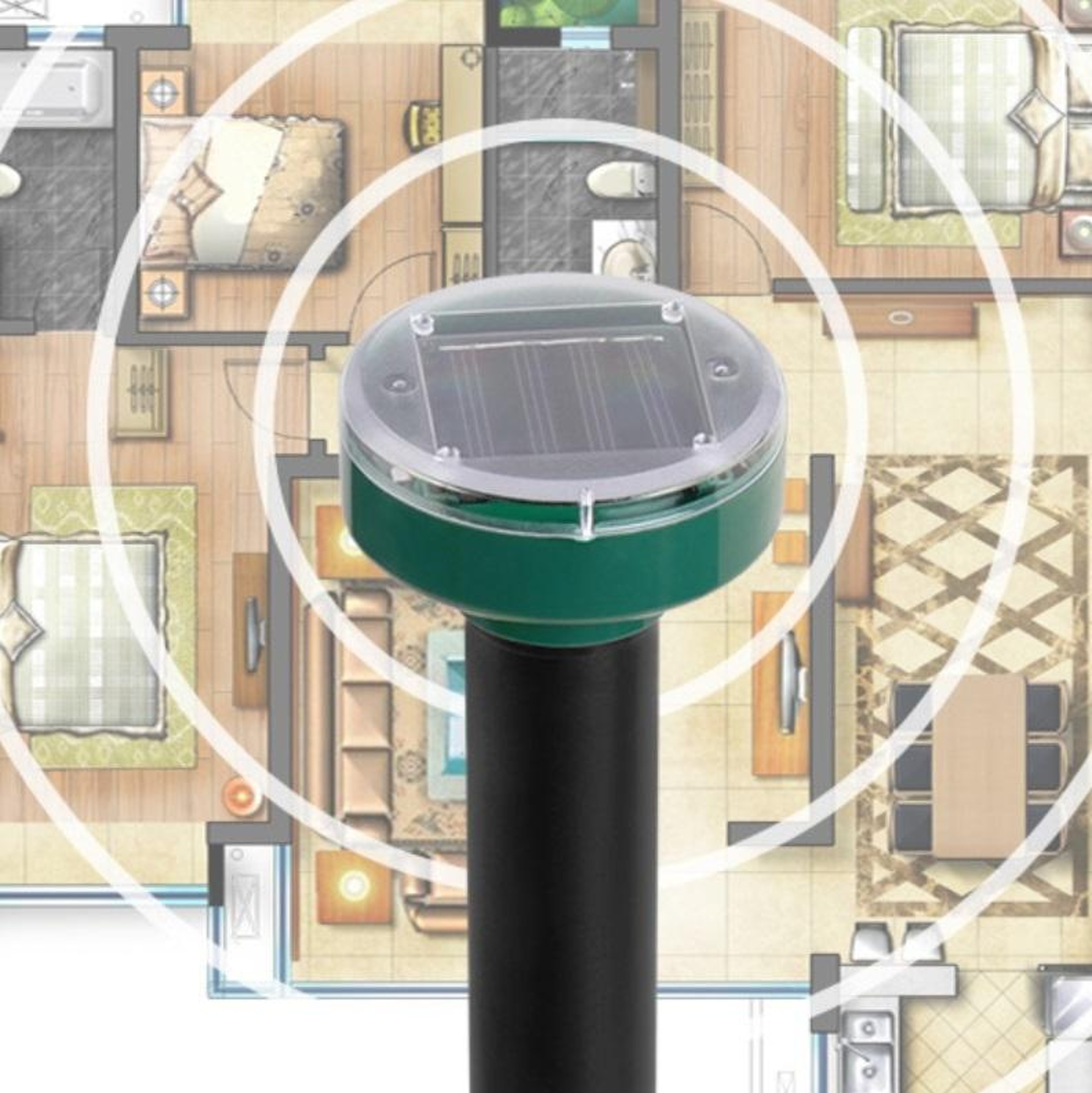 Solar Ultrasonic Mouse  Snake Repeller With LED Light For Garden Farm  Yard Protection 0