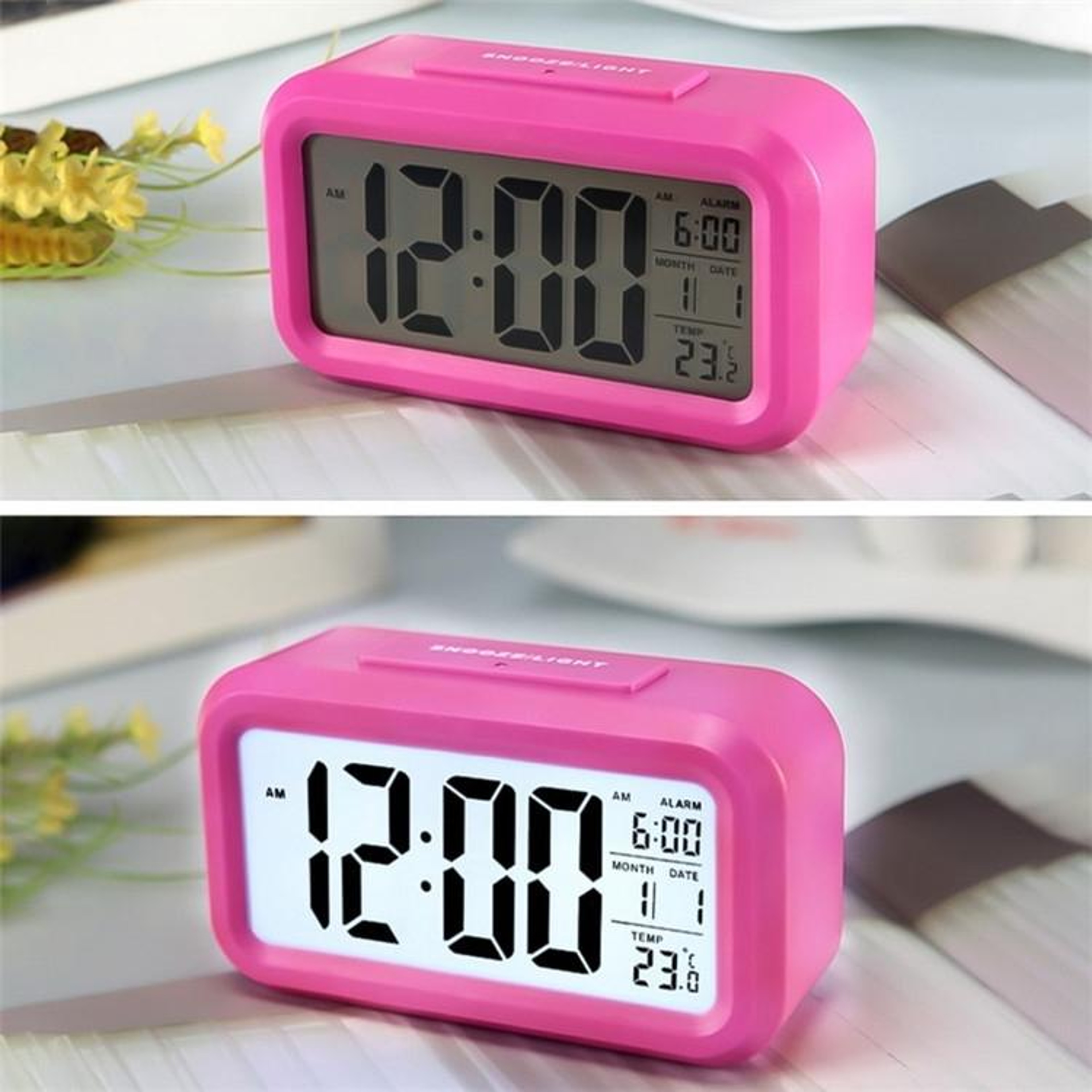 Smart Night Light Digital Alarm Clock With Temperature Display  Snooze Function 12