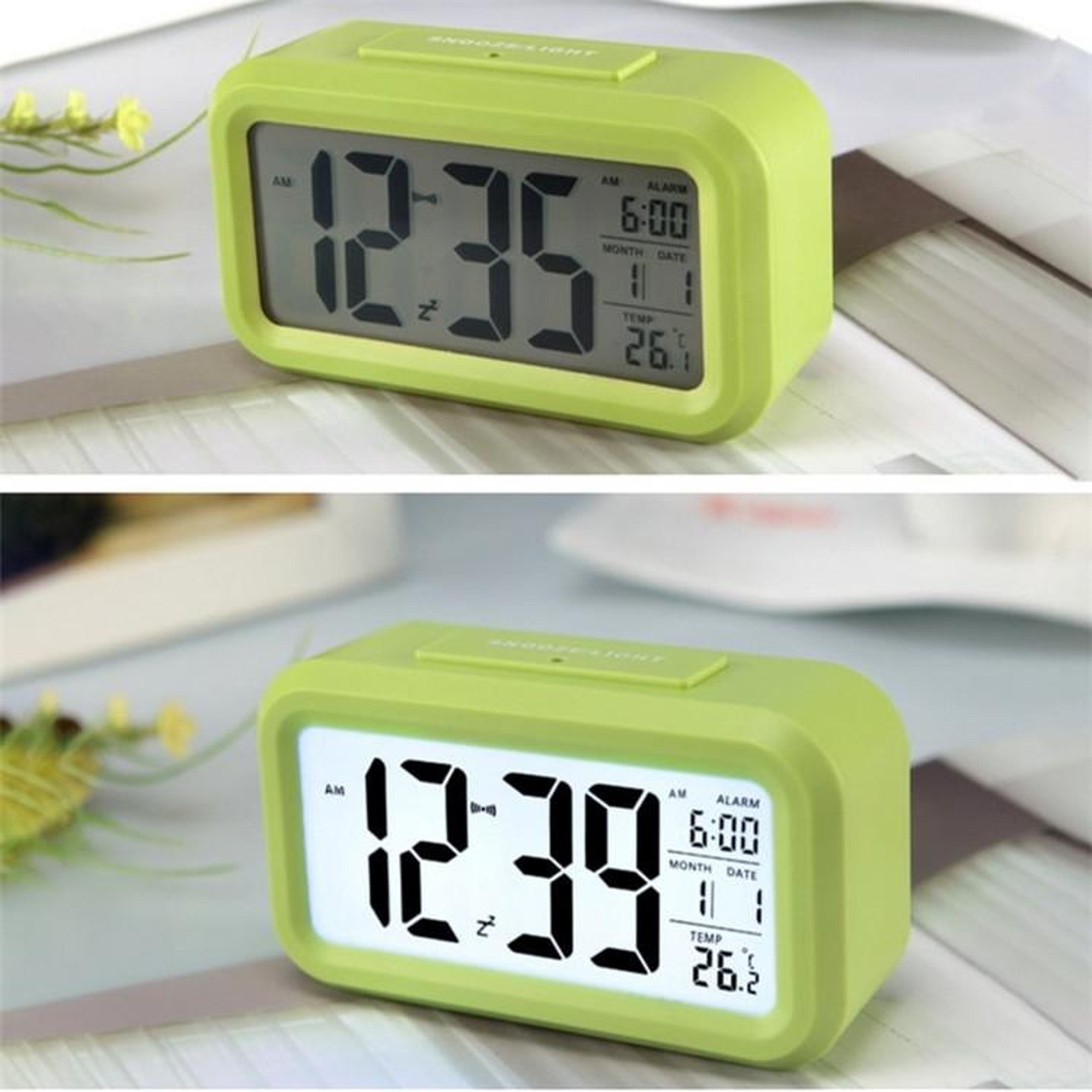 Smart Night Light Digital Alarm Clock with Temperature Display & Snooze Function – view 14