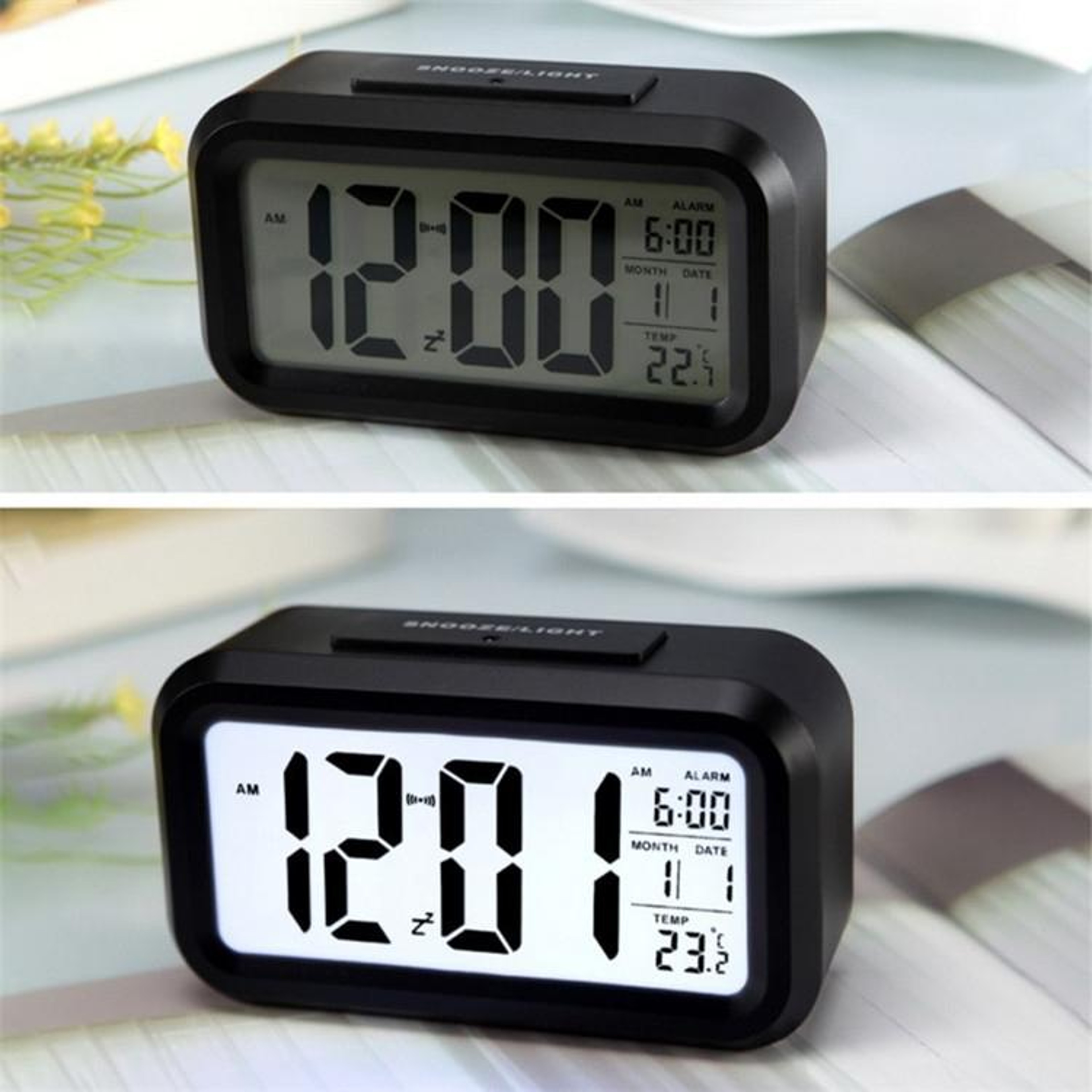 Smart Night Light Digital Alarm Clock with Temperature Display & Snooze Function – view 24