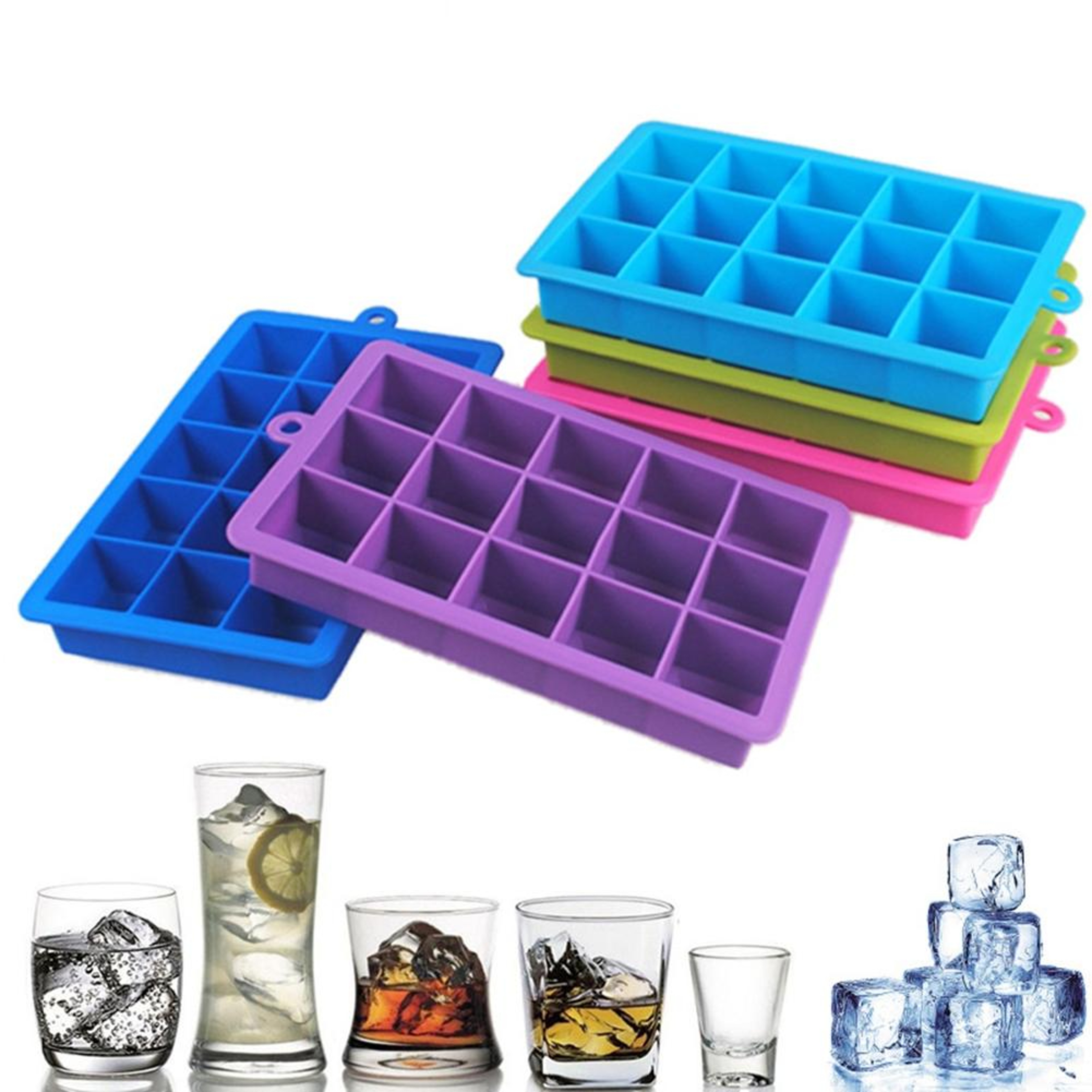 15 Grid Silicone Ice Cube Tray With Lid Large Square Slow Melting Ice Mold For Drinks  Cocktails 3