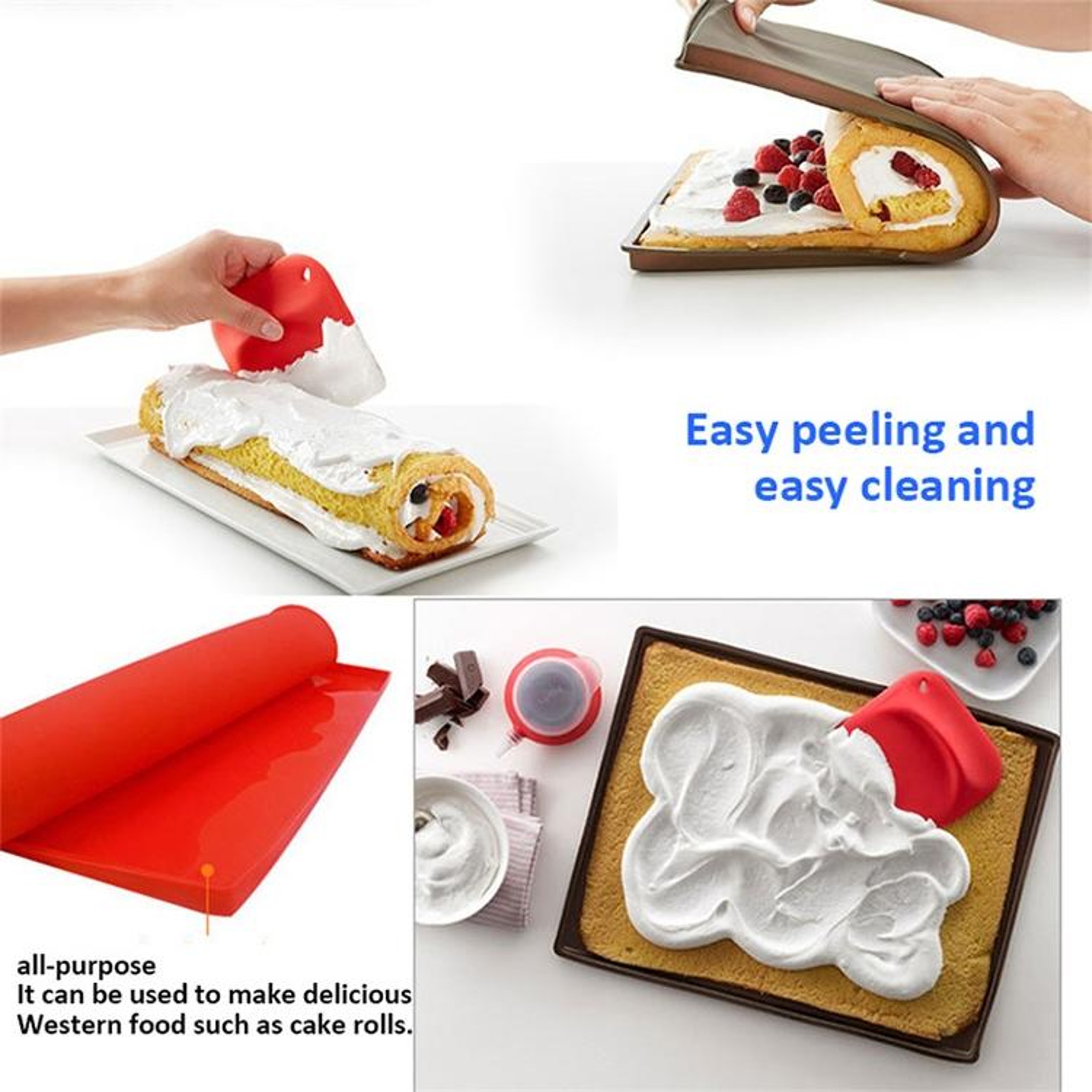 2PCS Silicone Baking Mat Swiss Roll Cake Pad NonStick Baking Sheet For Cakes  Pastries 5