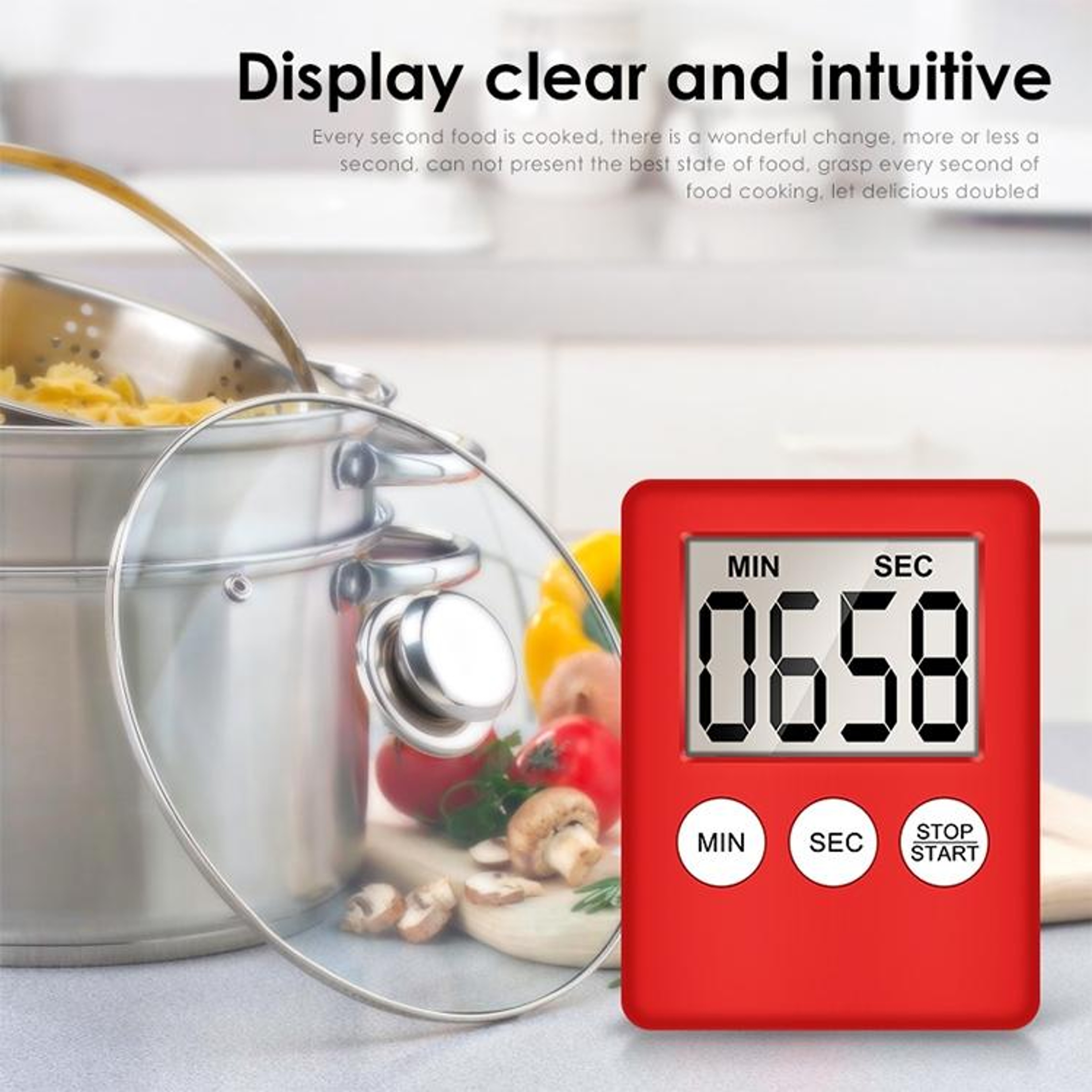 Ultra Slim Digital Kitchen Timer With LCD Display Magnetic Back Countdown  Clock Function 5