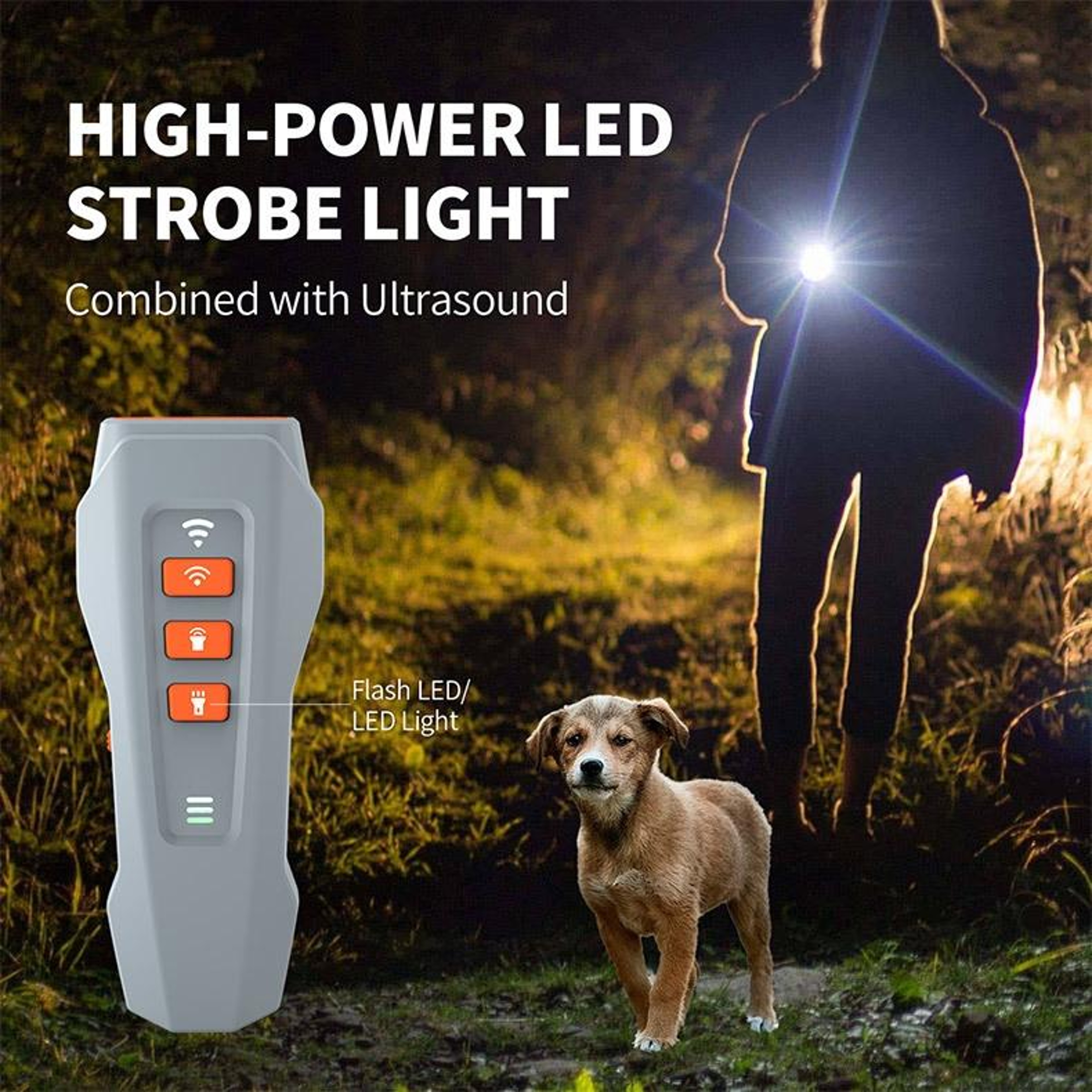 Smart Ultrasonic Dog Bark Control Trainer With LED Flashlight  Laser Pointer 8