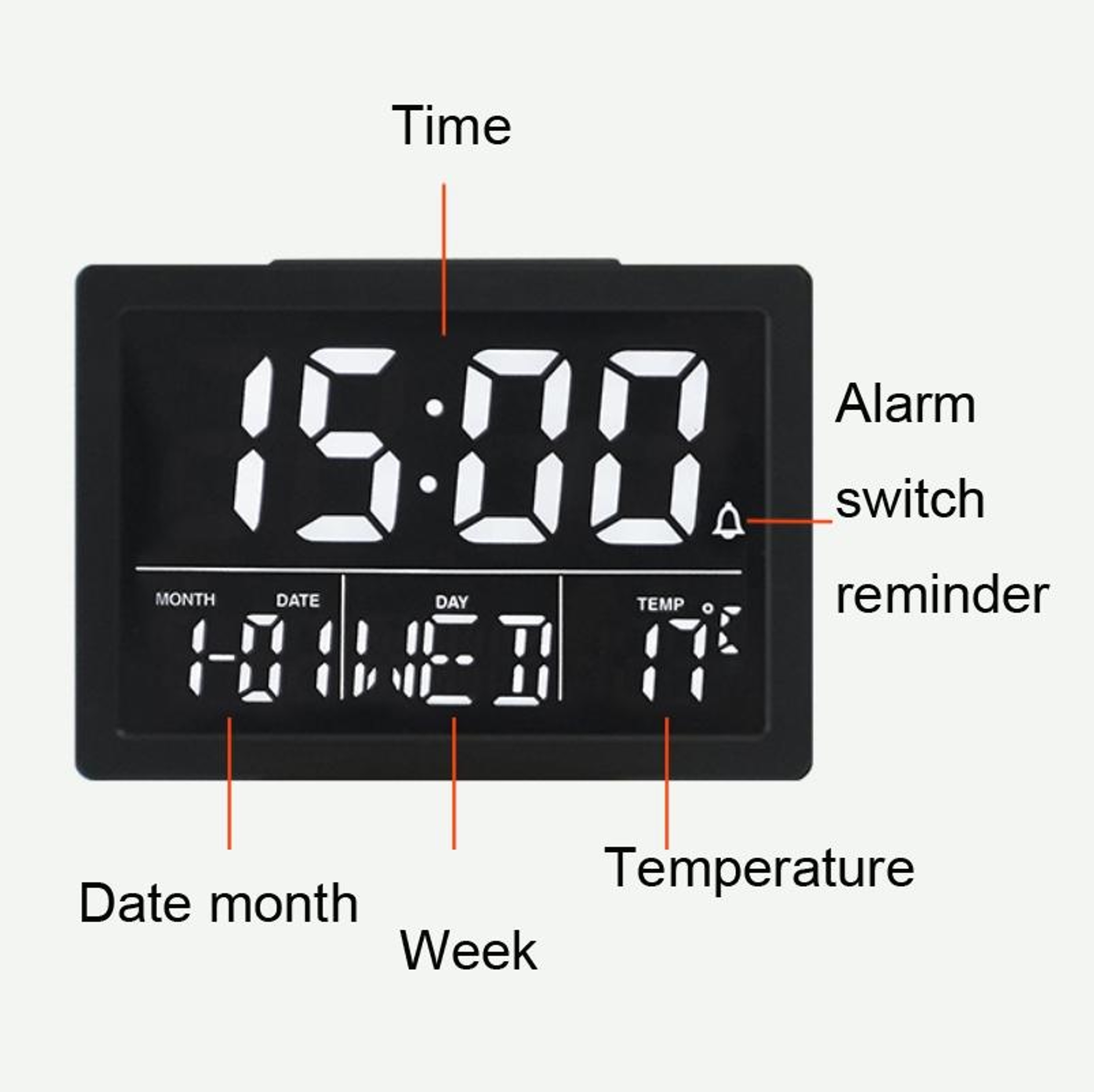 Smart Large Screen LED Alarm Clock With Temperature Display  Natural WakeUp Sounds 3