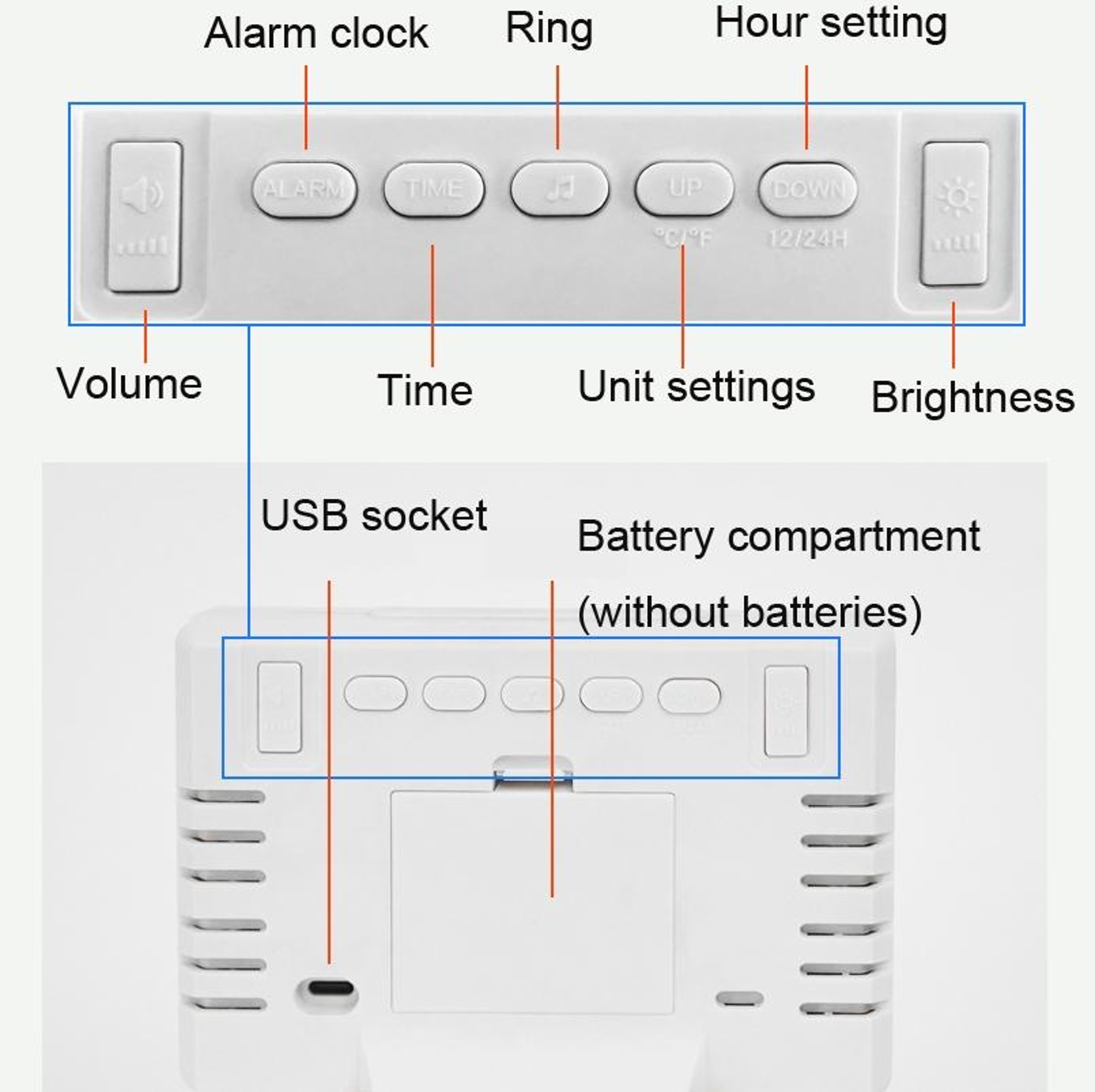 Smart Large Screen LED Alarm Clock With Temperature Display  Natural WakeUp Sounds 4