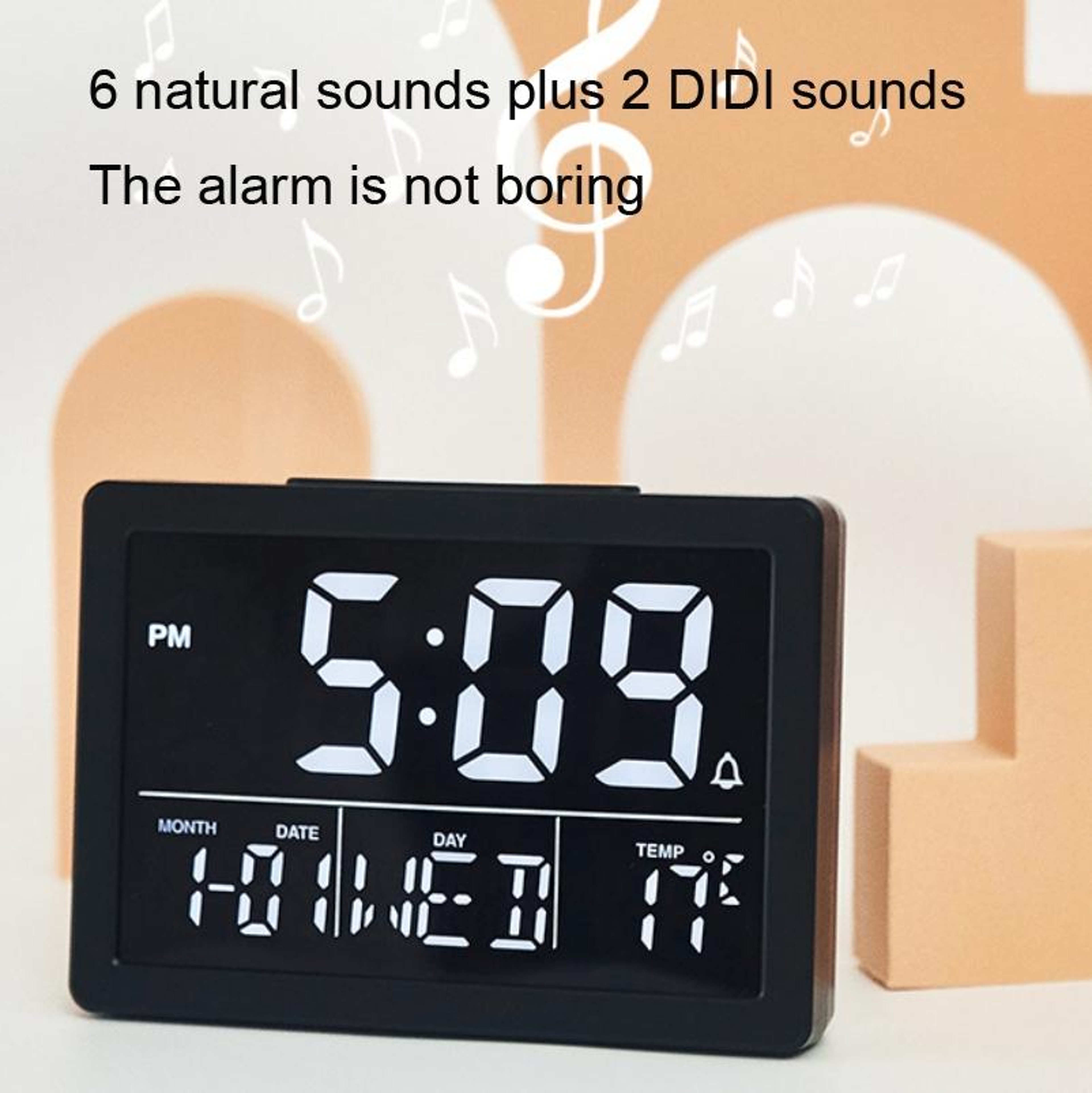 Smart Large Screen LED Alarm Clock With Temperature Display  Natural WakeUp Sounds 6