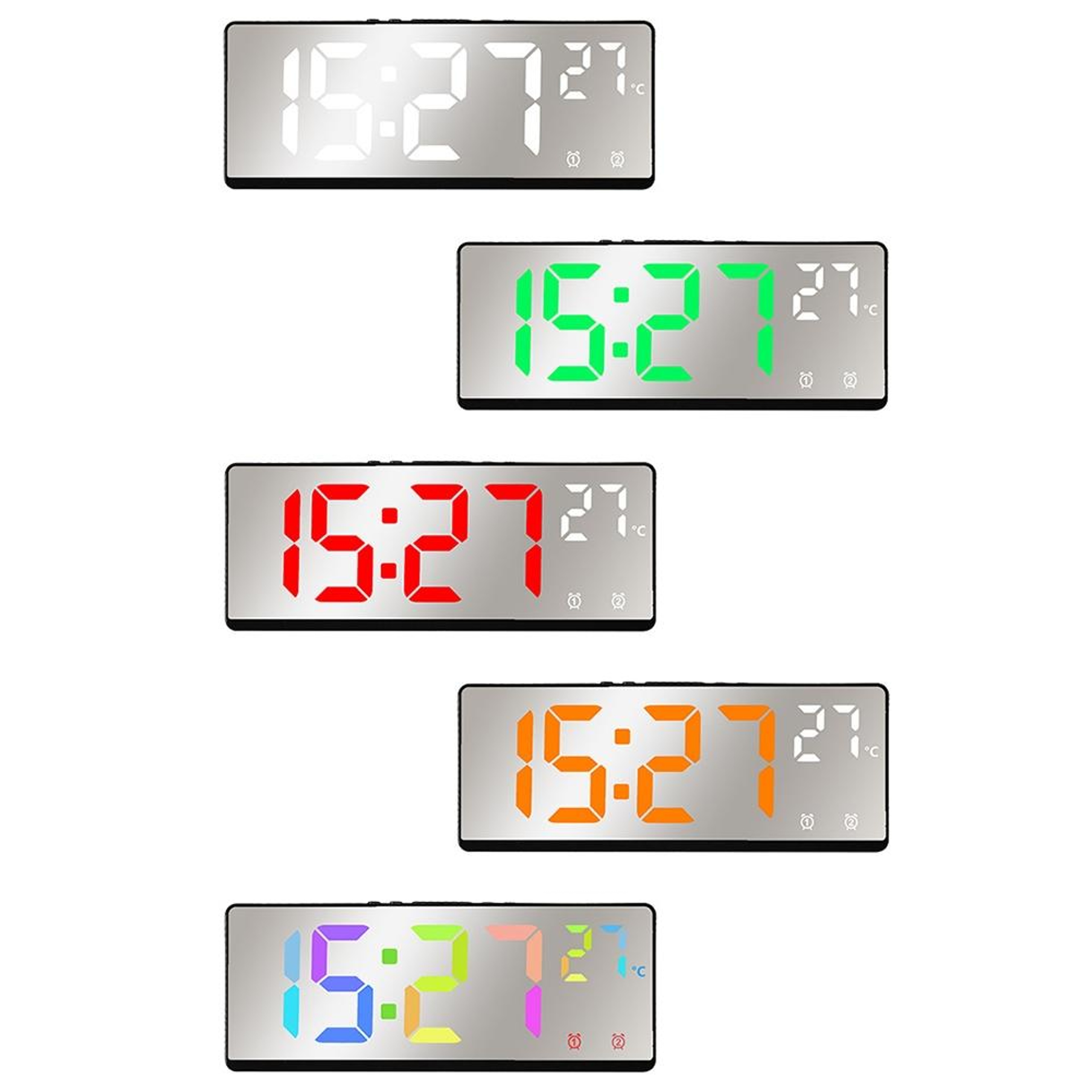 Smart LED Mirror Alarm Clock With Temperature Display And Voice Control 1