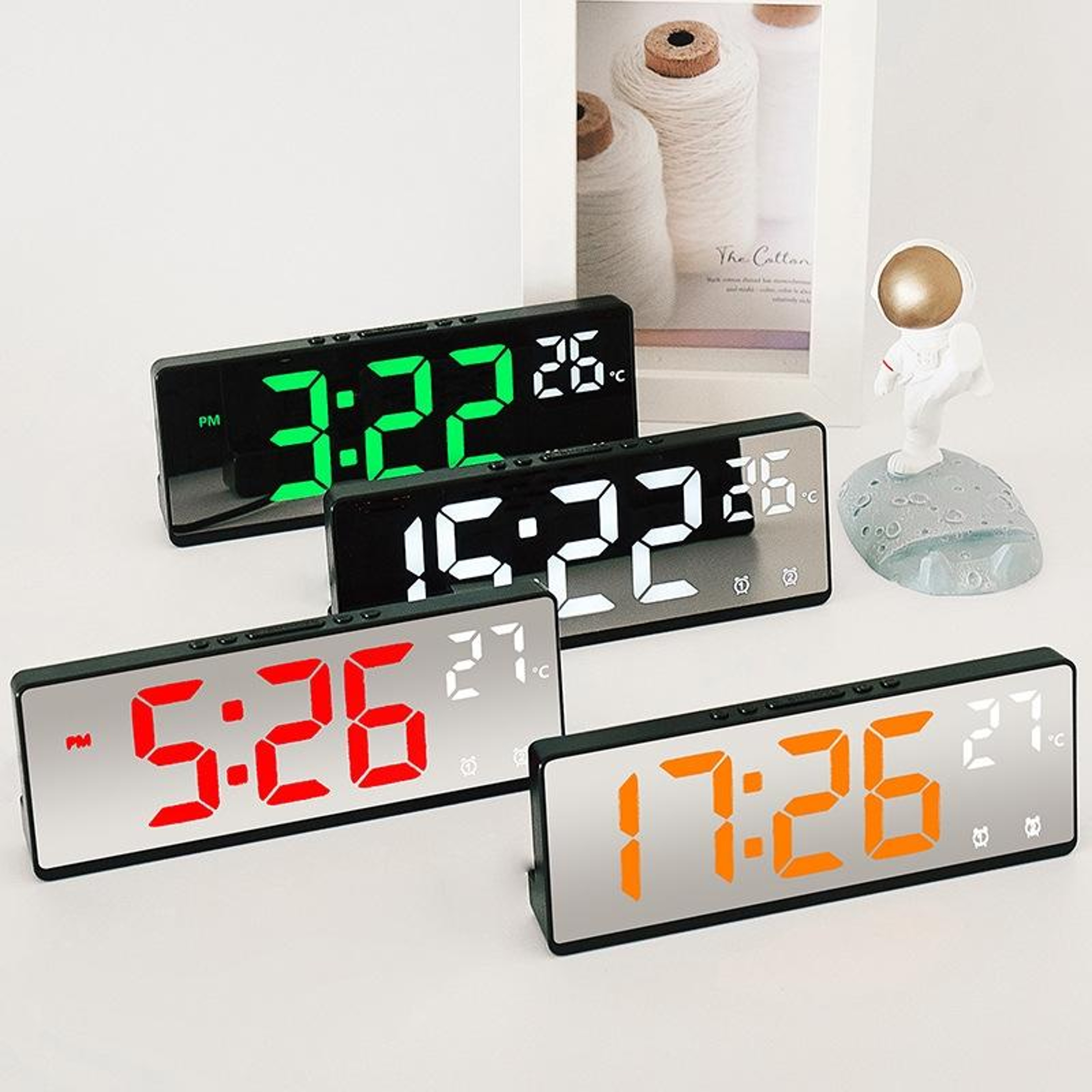 Smart LED Mirror Alarm Clock With Temperature Display And Voice Control 0