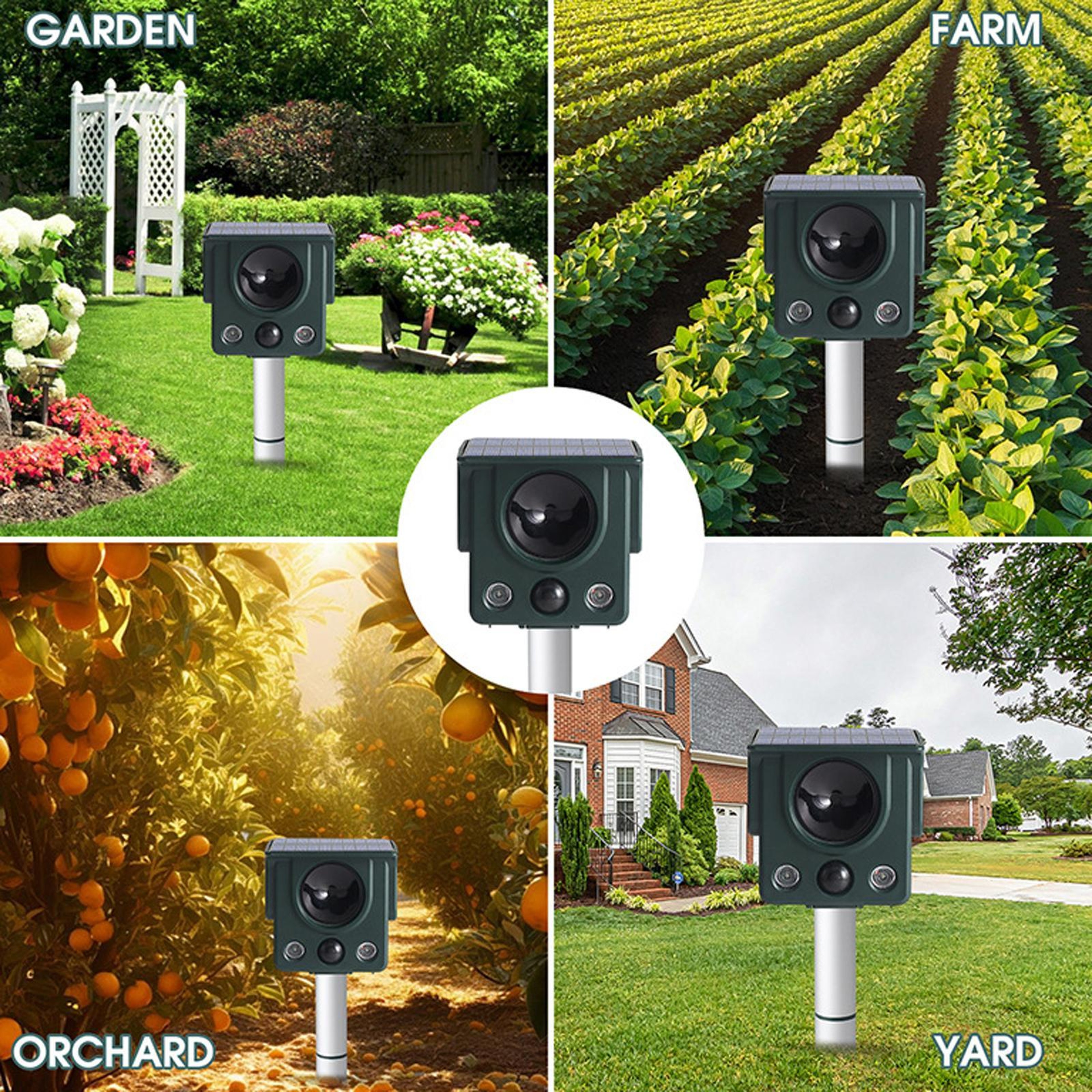 Solar Ultrasonic Animal Repeller With LED Strobe  Motion Sensor For Gardens And Farms 7