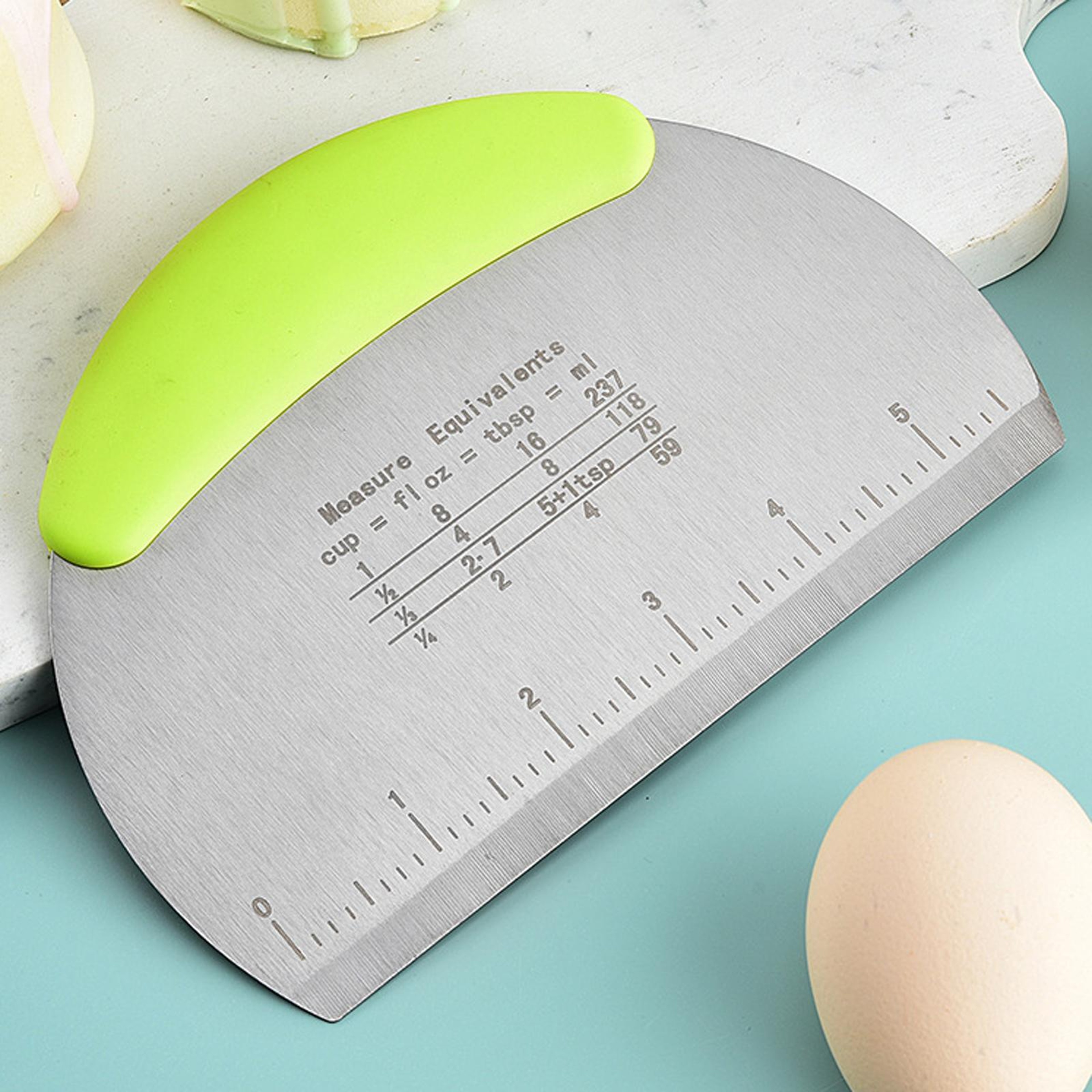 Stainless Steel Dough Cutter & Bench Scraper with Measuring Scale – view 1
