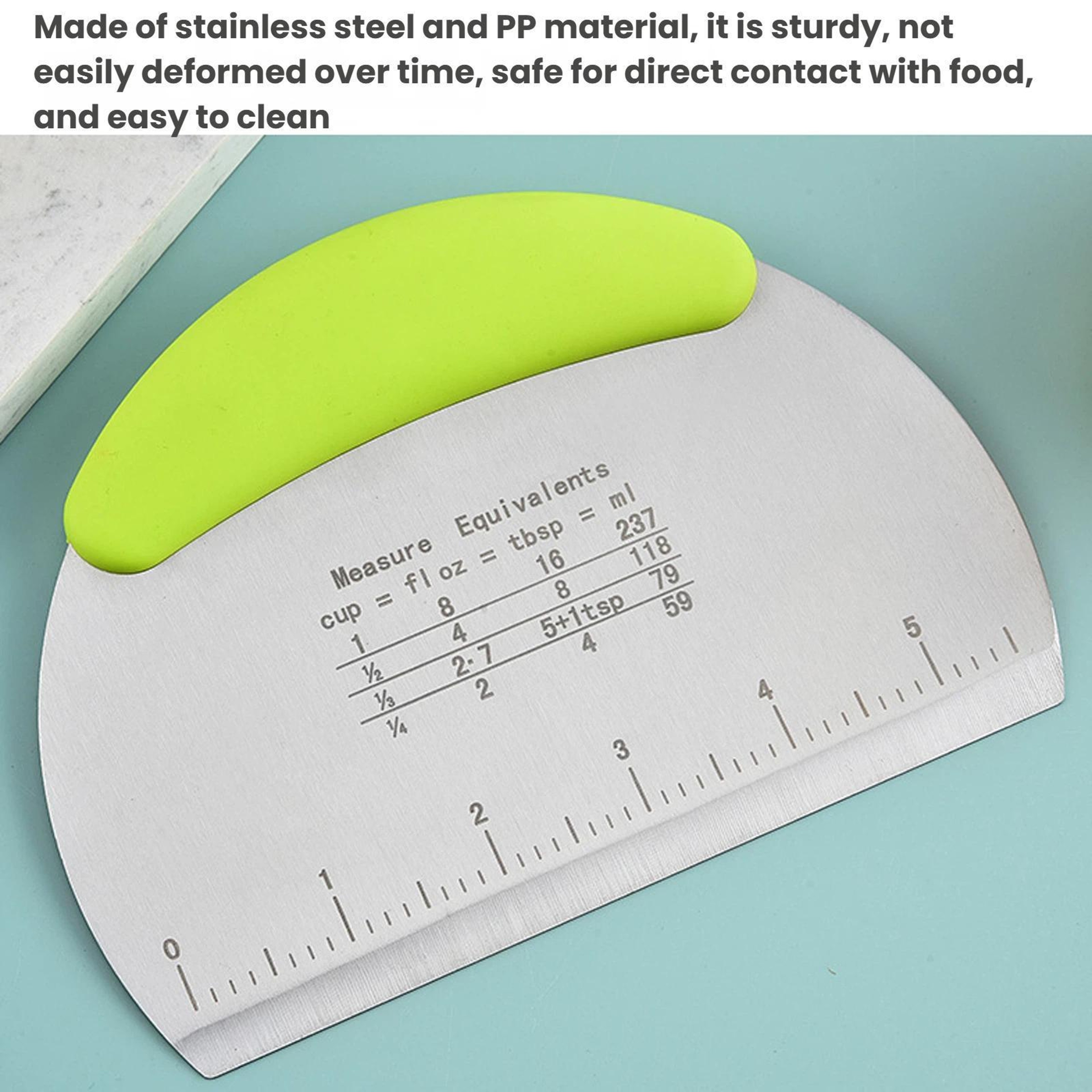 Stainless Steel Dough Cutter & Bench Scraper with Measuring Scale – view 3
